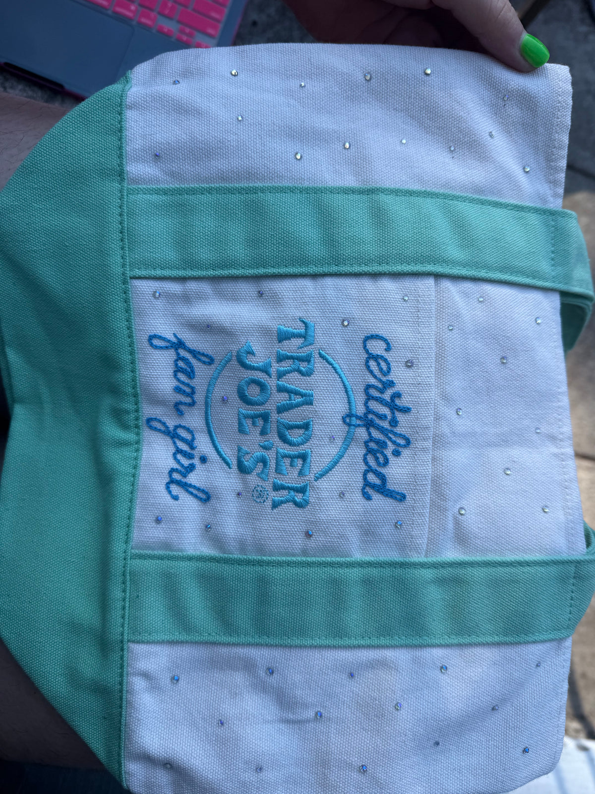 Trader Joe's Mini Totes with Chainstitching