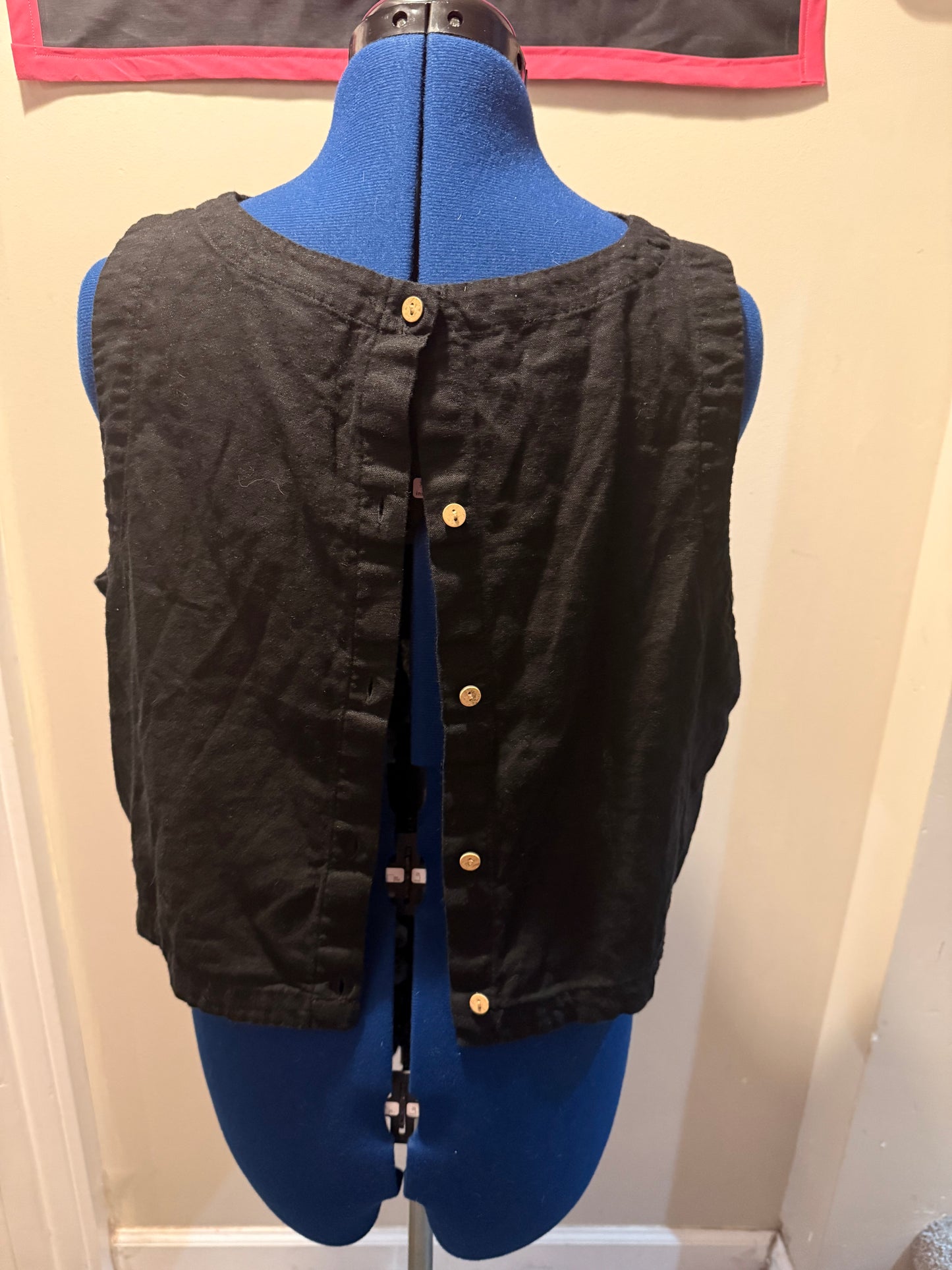 Jimothy Black Linen High Neck Crop Tank - XL