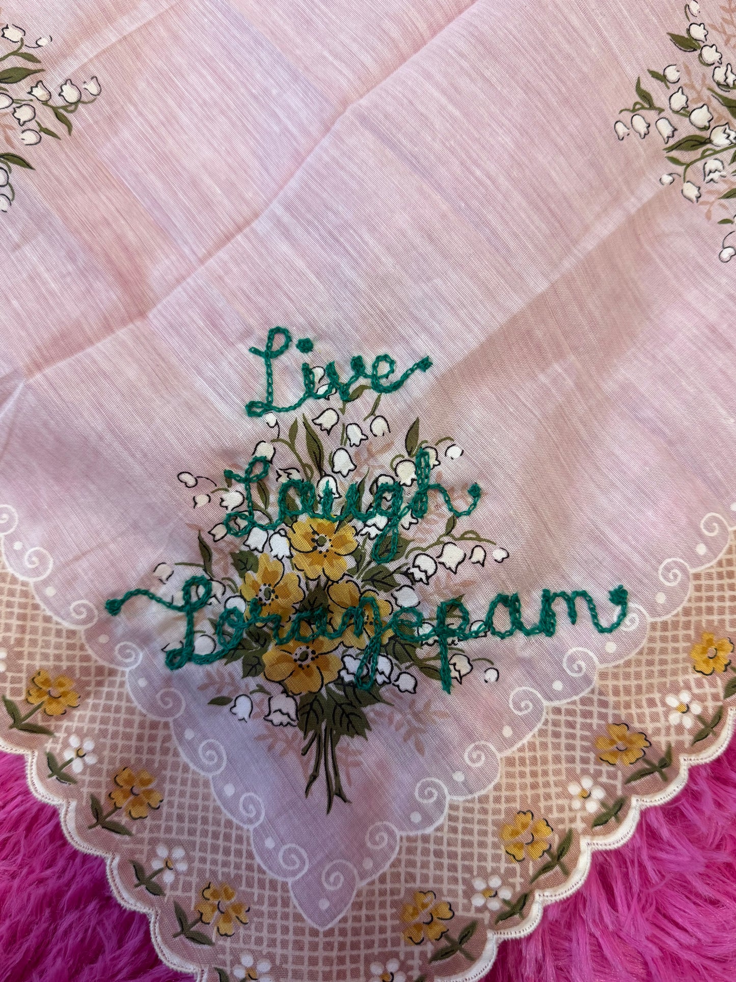 "Live Love Lorazepam" Vintage Hankie