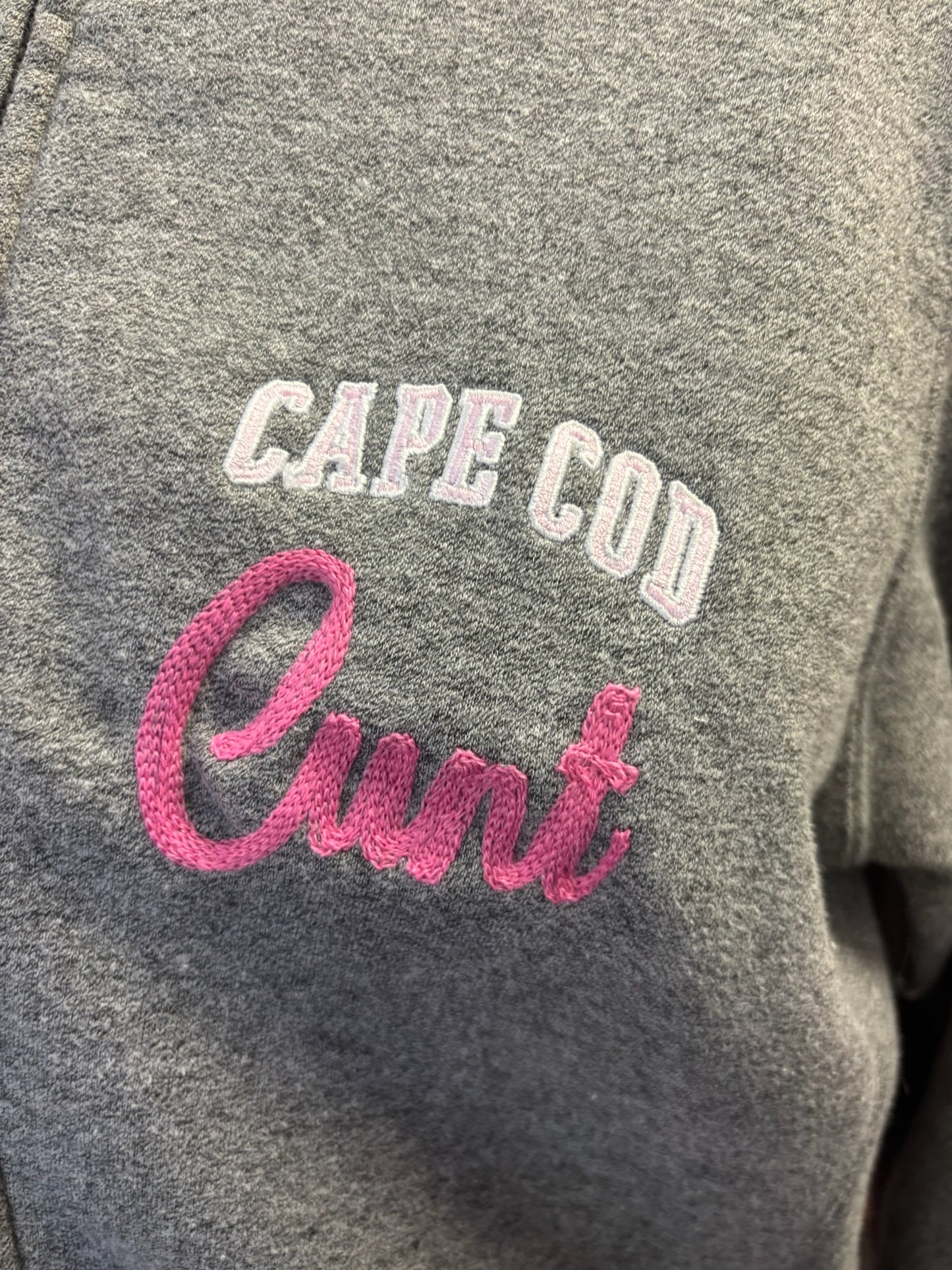 "Cape Cod Cunt" Grey Zip-Up Hoodie