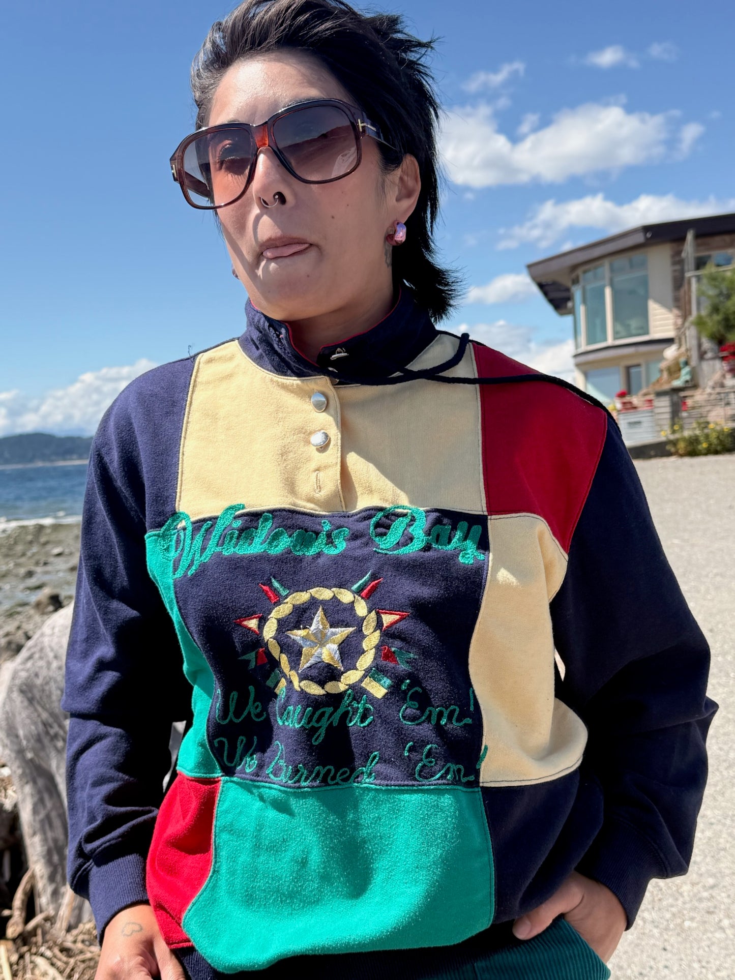 Widow's Bay: We Caught 'Em, We Burned 'Em VTG Colorblock Sweatshirt - MD
