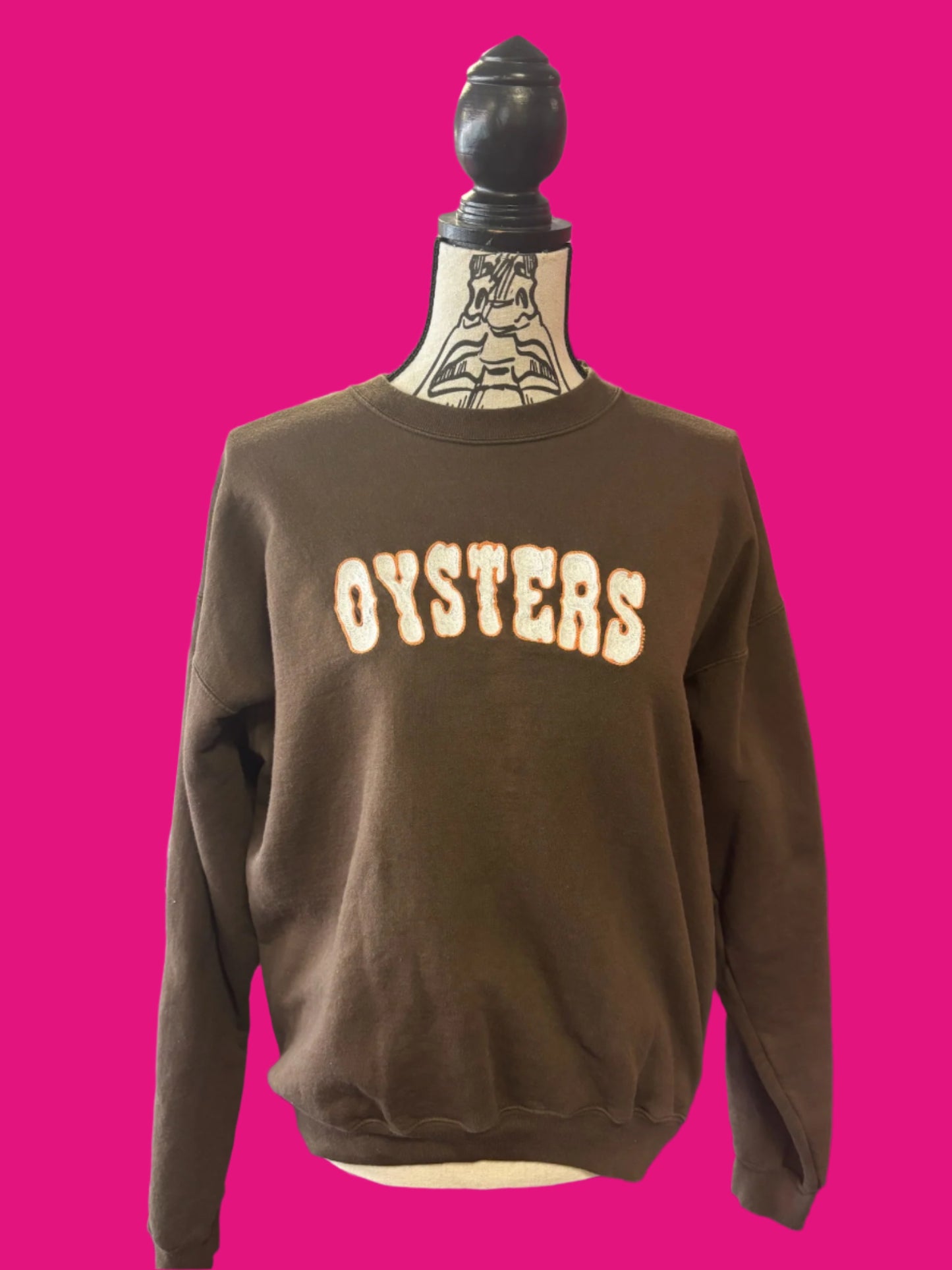 Vintage "Oysters" Western Style Dark Brown Crew