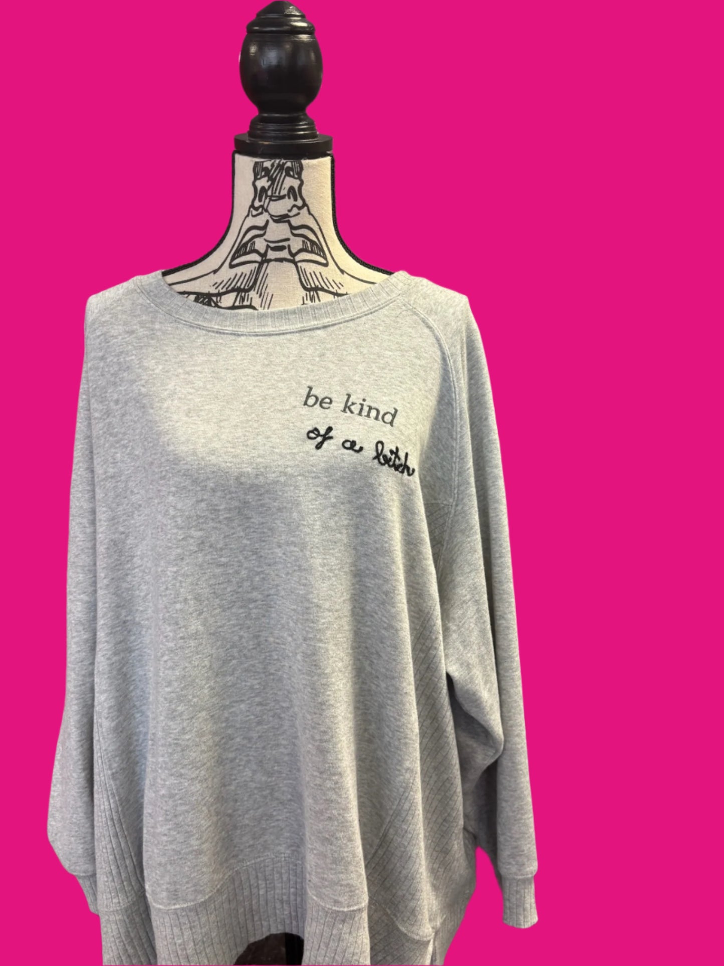 Be Kind...of a Bitch Grey Plus Size Crew Neck - 2X