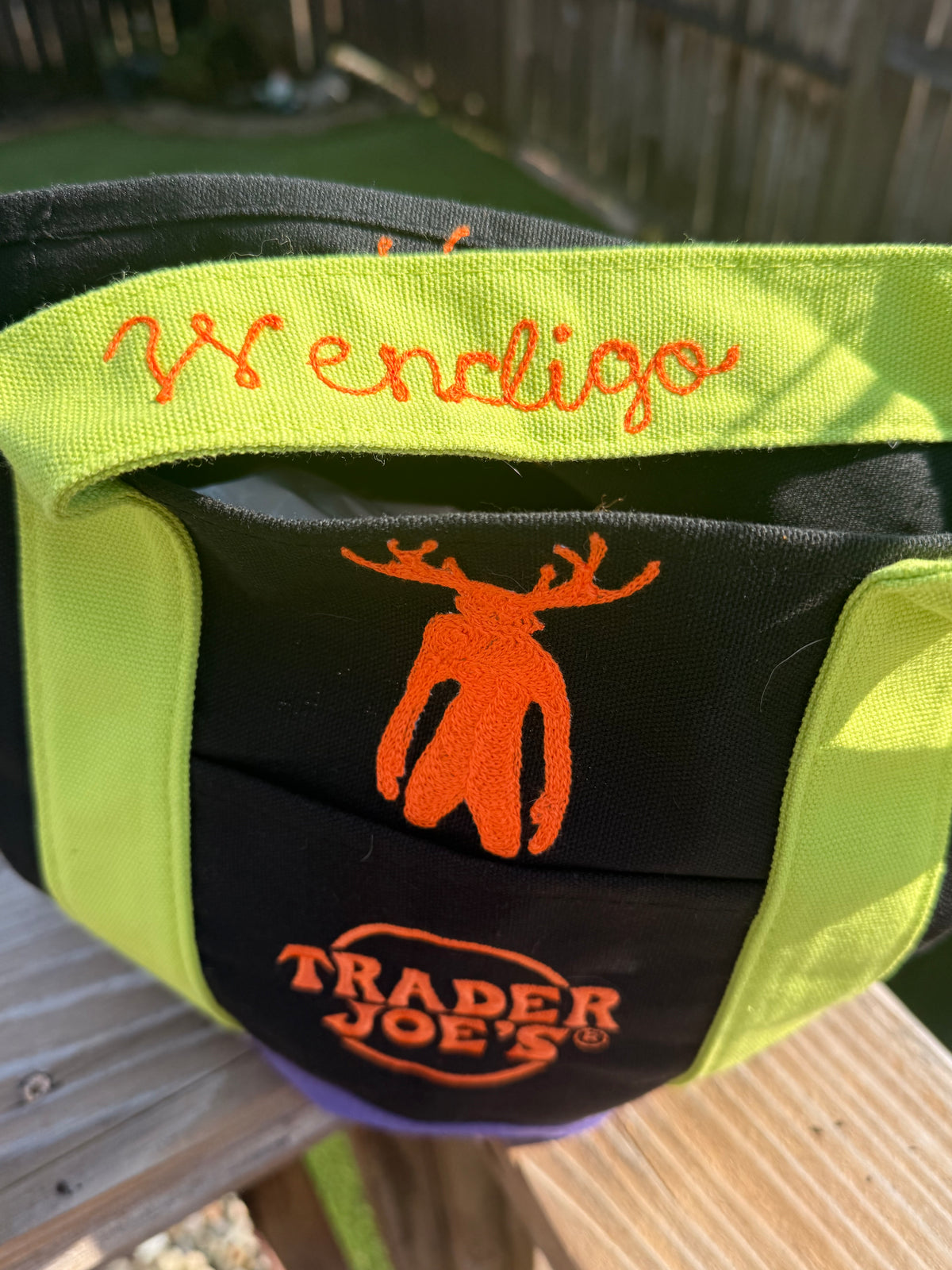 Wendigo at TJs on Green, Orange, Purple Mini-Tote