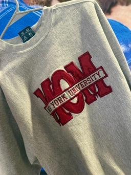 Blank Vintage Grey NYU Mom Embroidered Crewneck