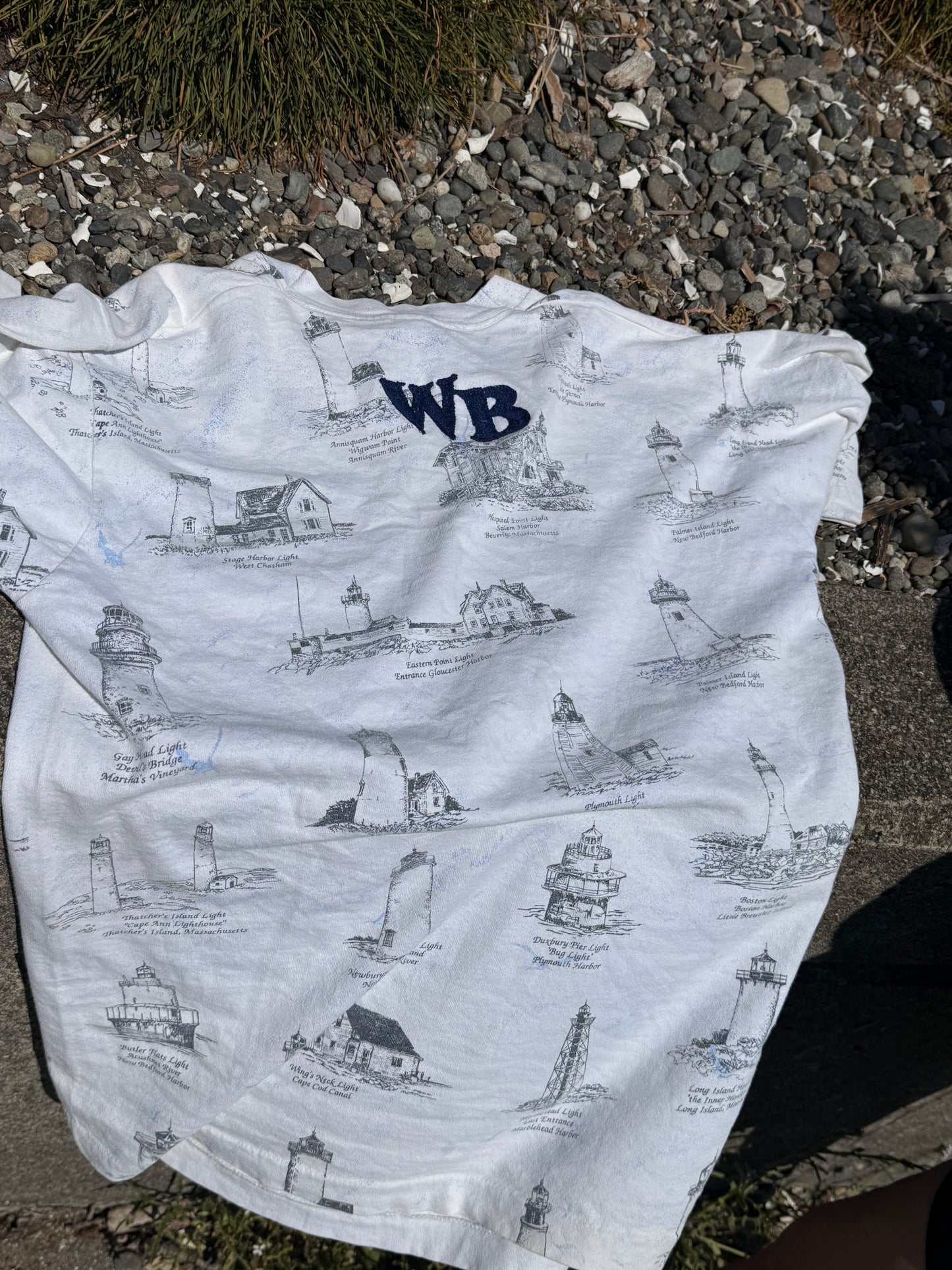 Sea Hag Note VTG All-Over NE Lighthouse S/S Tee - LG