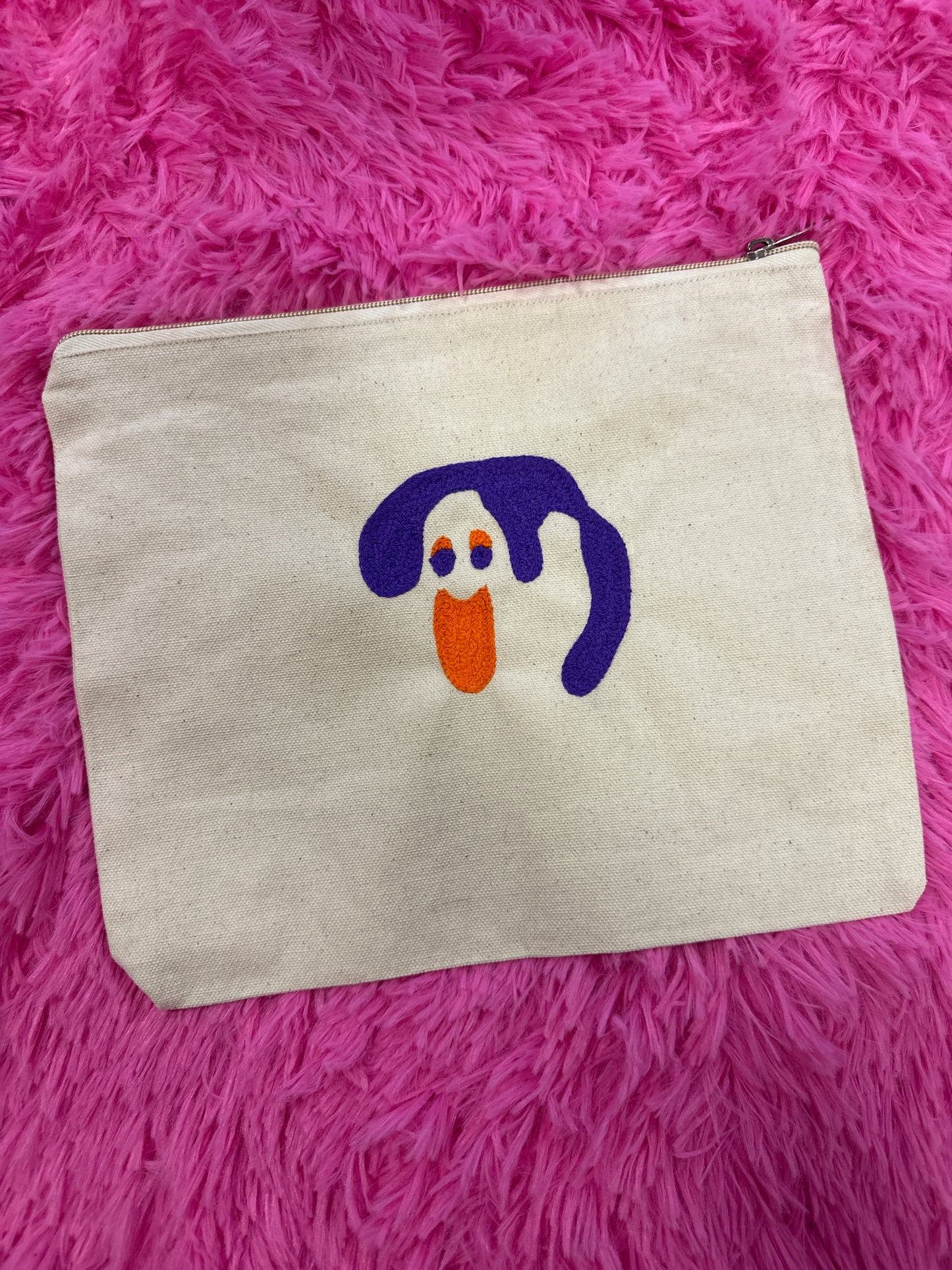 Halloween Ghost Cookie Beige Zip Pouch