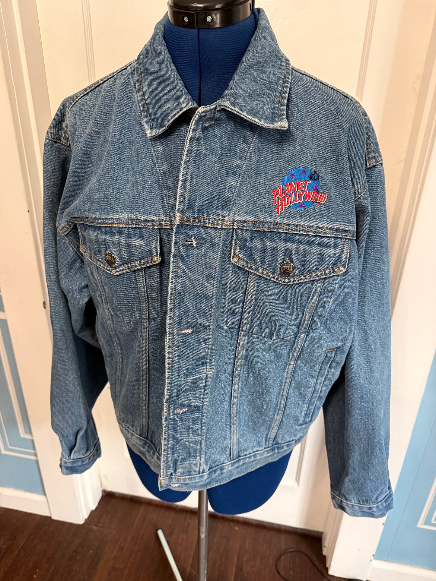 "What If We Kissed Under the Upside Down Delorean at Planet Hollywood Honolulu" Vintage Denim Jacket