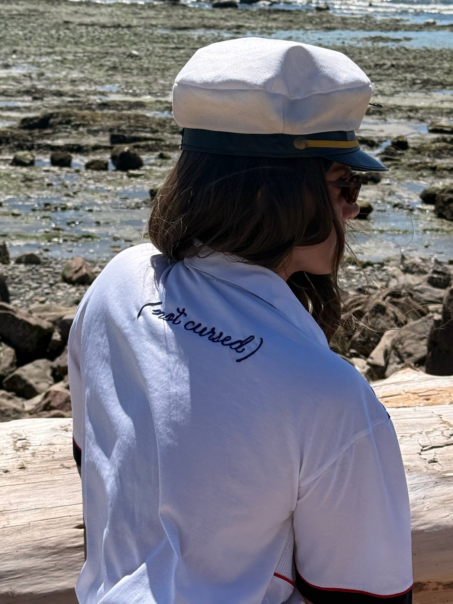 Widow's Bay The Next Martha's Vineyard (not cursed) VTG White, Blue, Red Polo Athletic Top - MD