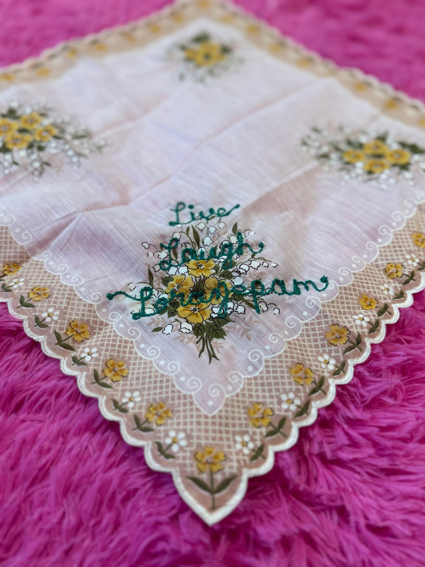"Live Love Lorazepam" Vintage Hankie
