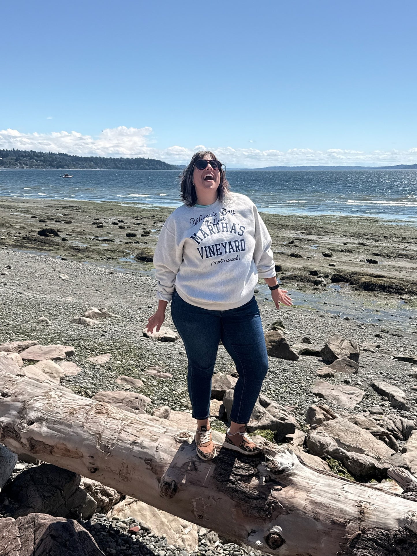 Widow's Bay The Next Martha's Vineyard (not cursed) VTG Gray Varsity-Style Crewneck - LG
