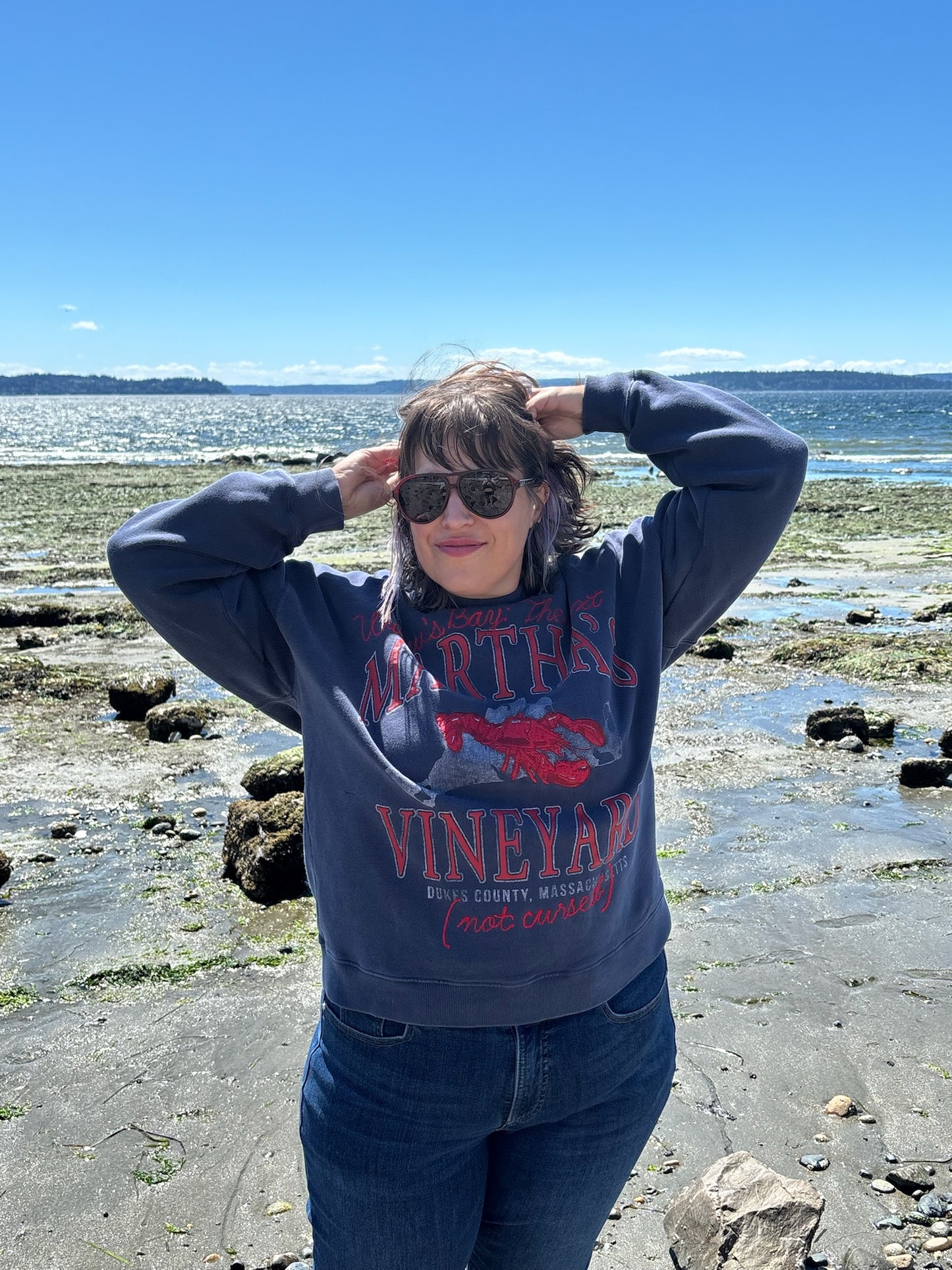 Widow's Bay: The Next Martha's Vineyard (not cursed) Lobster Navy Crewneck Sweatshirt - MD