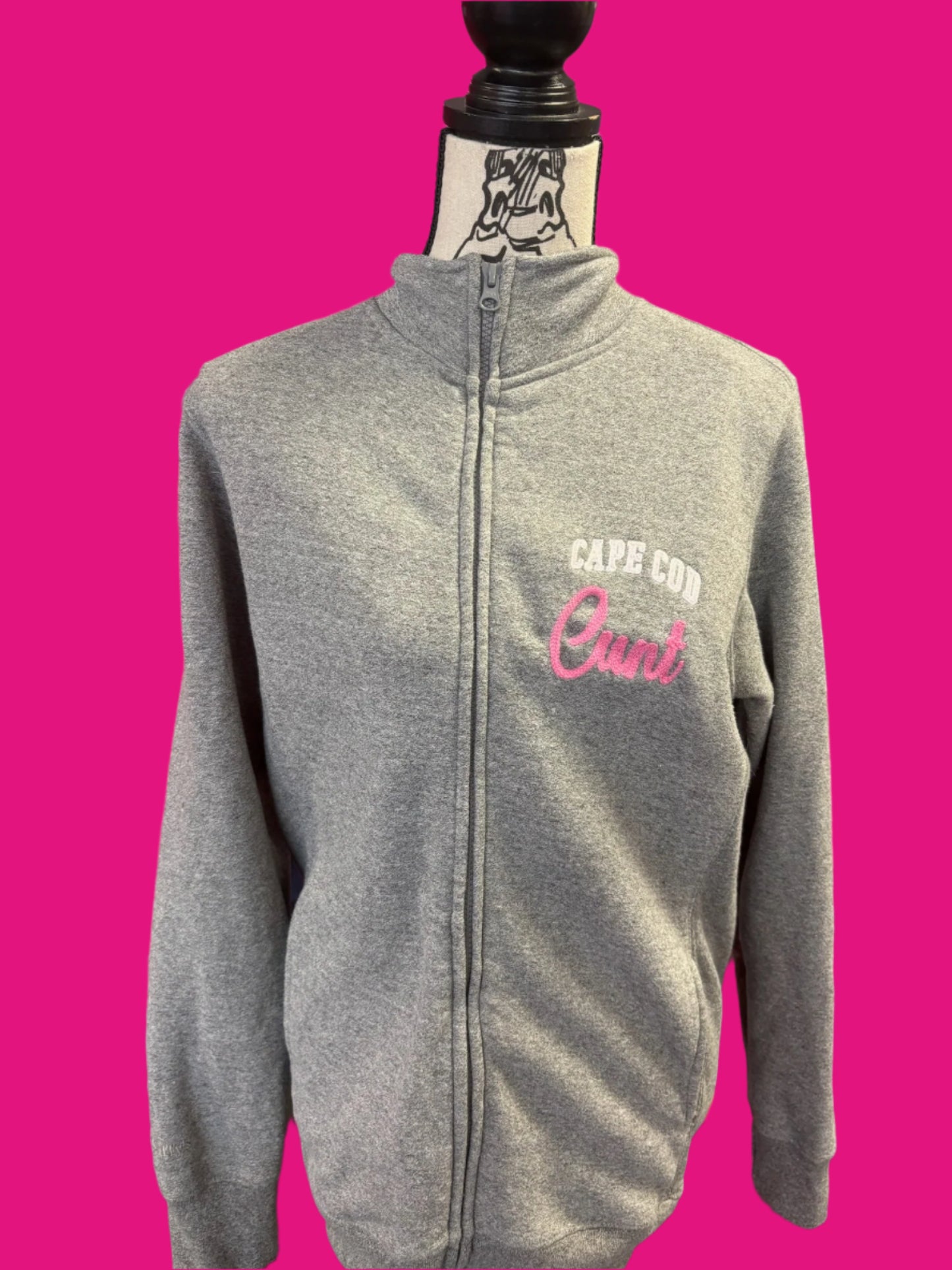 "Cape Cod Cunt" Grey Zip-Up Hoodie
