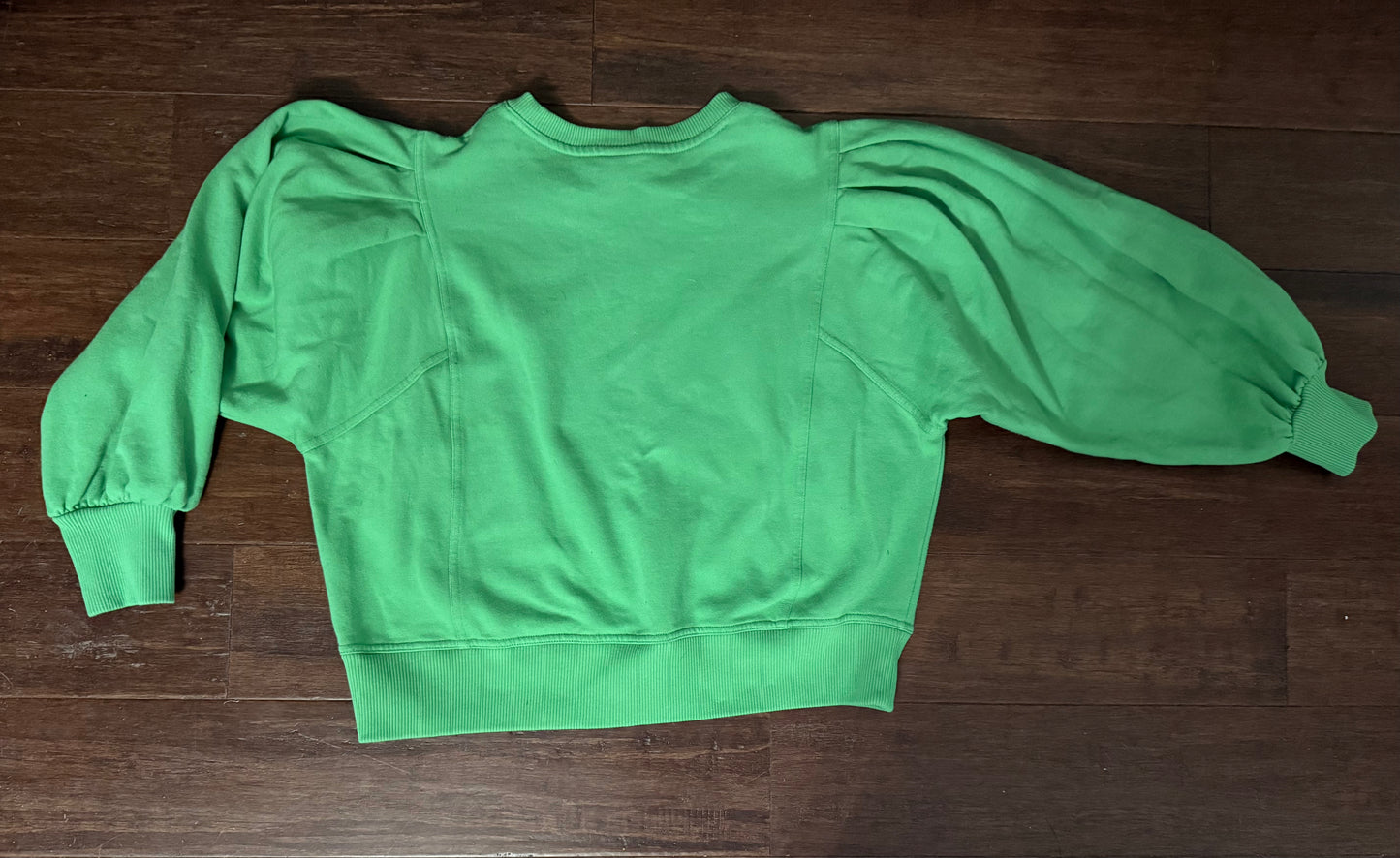 I <3 the Seahawks Green Puff Sleeve Crewneck Pullover Sweatshirt - Md