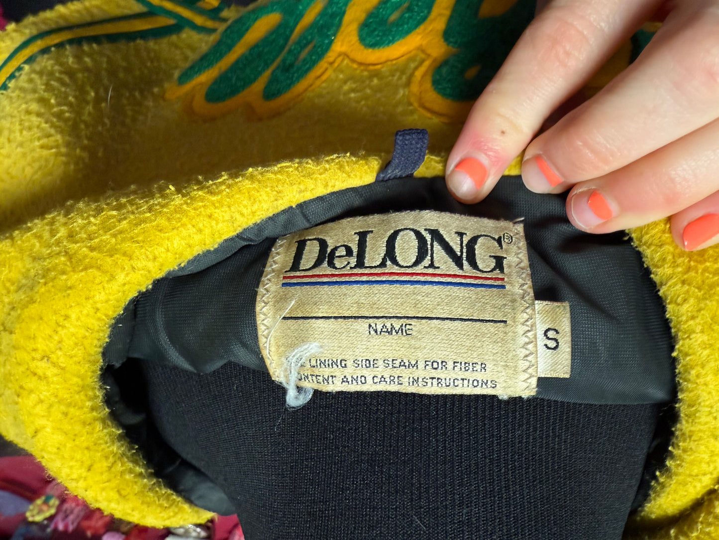 Vintage Green + Yellow "Michelle" "Parkview" Letterman Snap Jacket Small