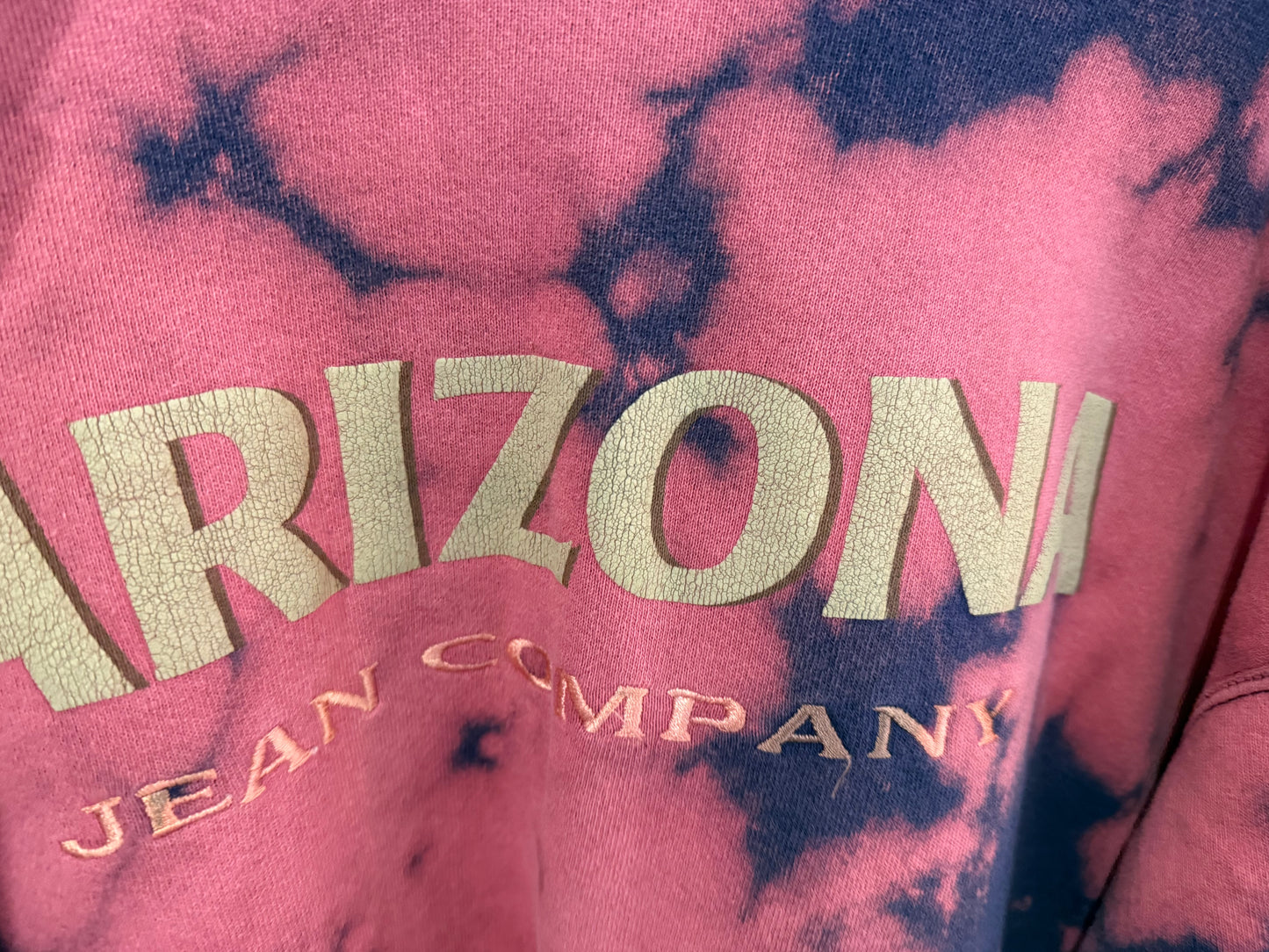 Vintage Oversized Arizona Jean Co. Tie-Dyed Pink + Navy Crewneck Sweatshirt