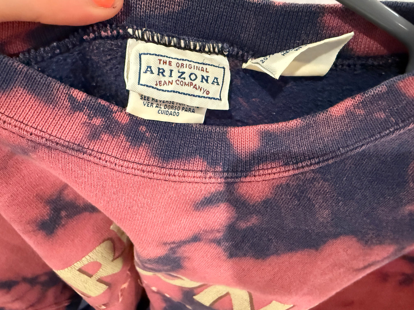 Vintage Oversized Arizona Jean Co. Tie-Dyed Pink + Navy Crewneck Sweatshirt