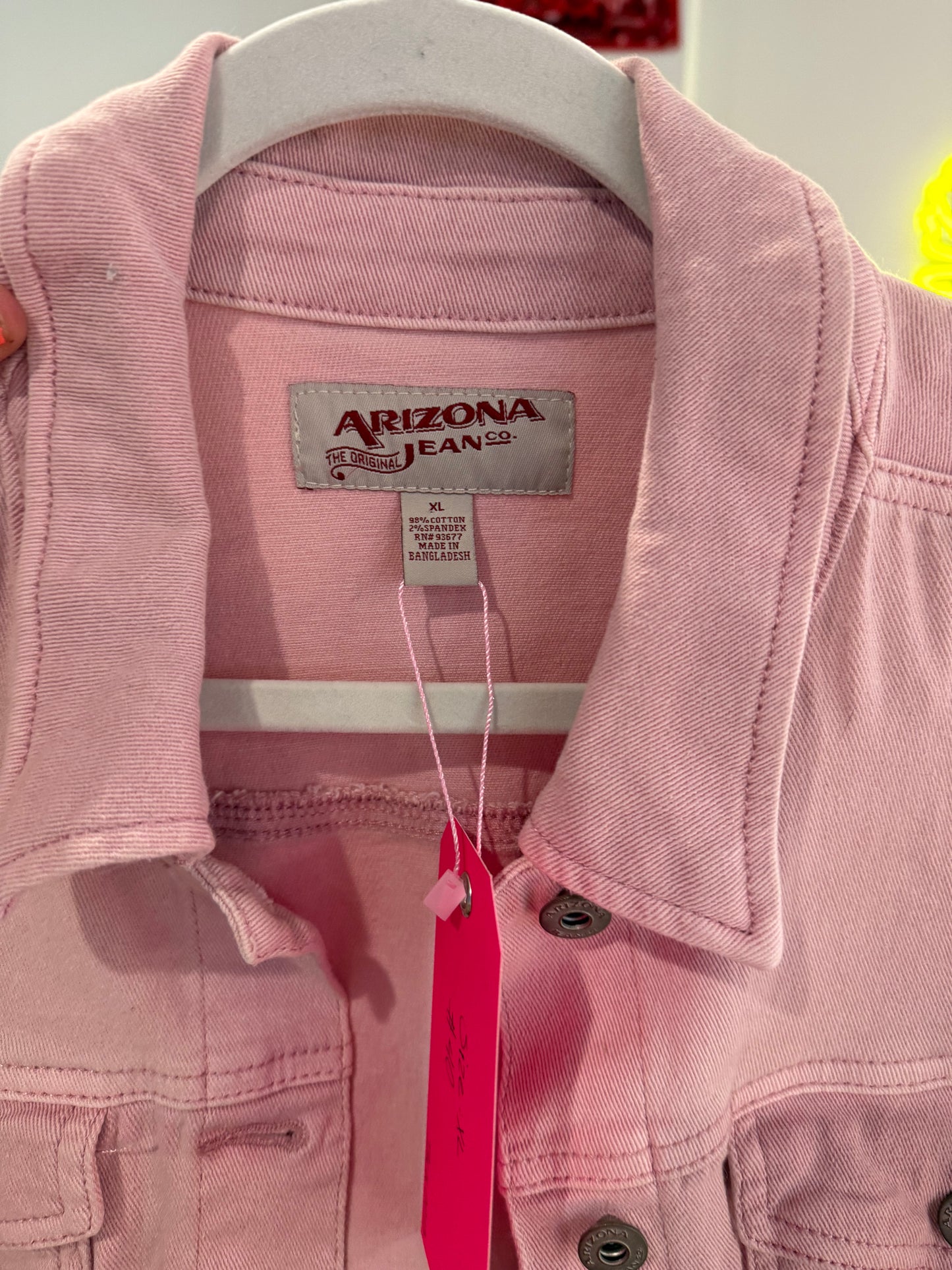 Light Pink Denim Long Sleeve Button-Up Jacket XL