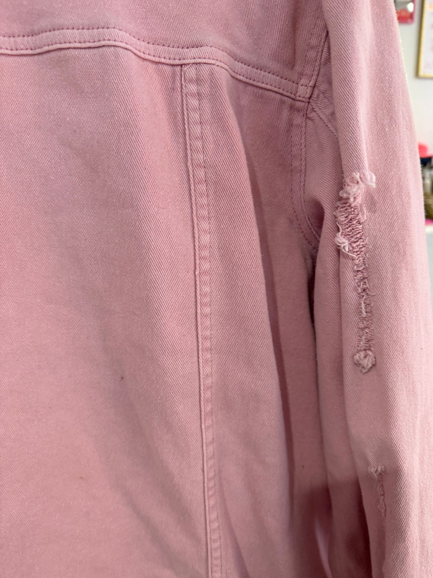 Light Pink Denim Long Sleeve Button-Up Jacket XL