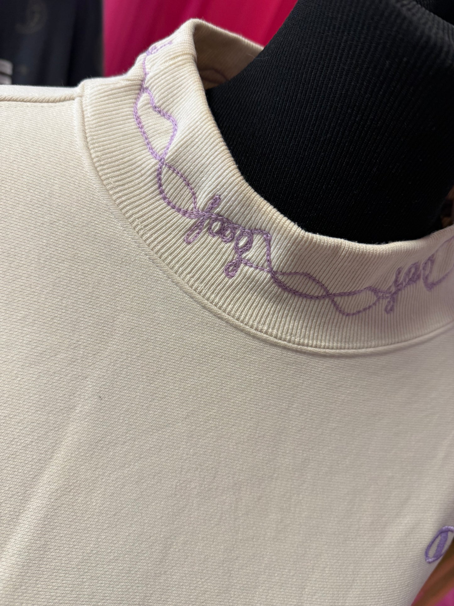 Cream + Lavender Barbed Wire Mockneck Champion Long Sleeve Sweatshirt