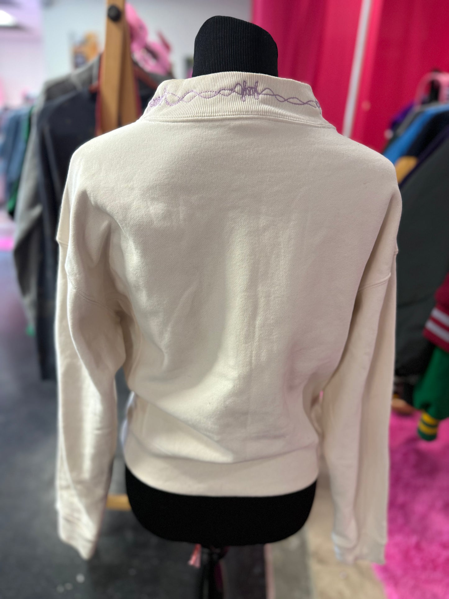 Cream + Lavender Barbed Wire Mockneck Champion Long Sleeve Sweatshirt