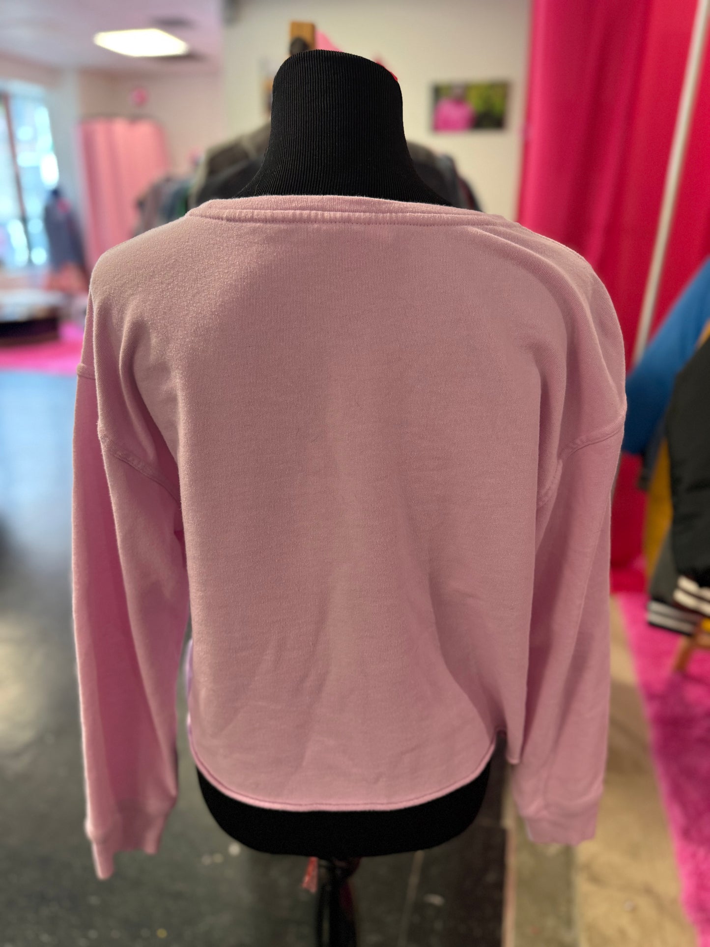 Pink "Salty" Pocket Long Sleeve Crewneck Sweatshirt