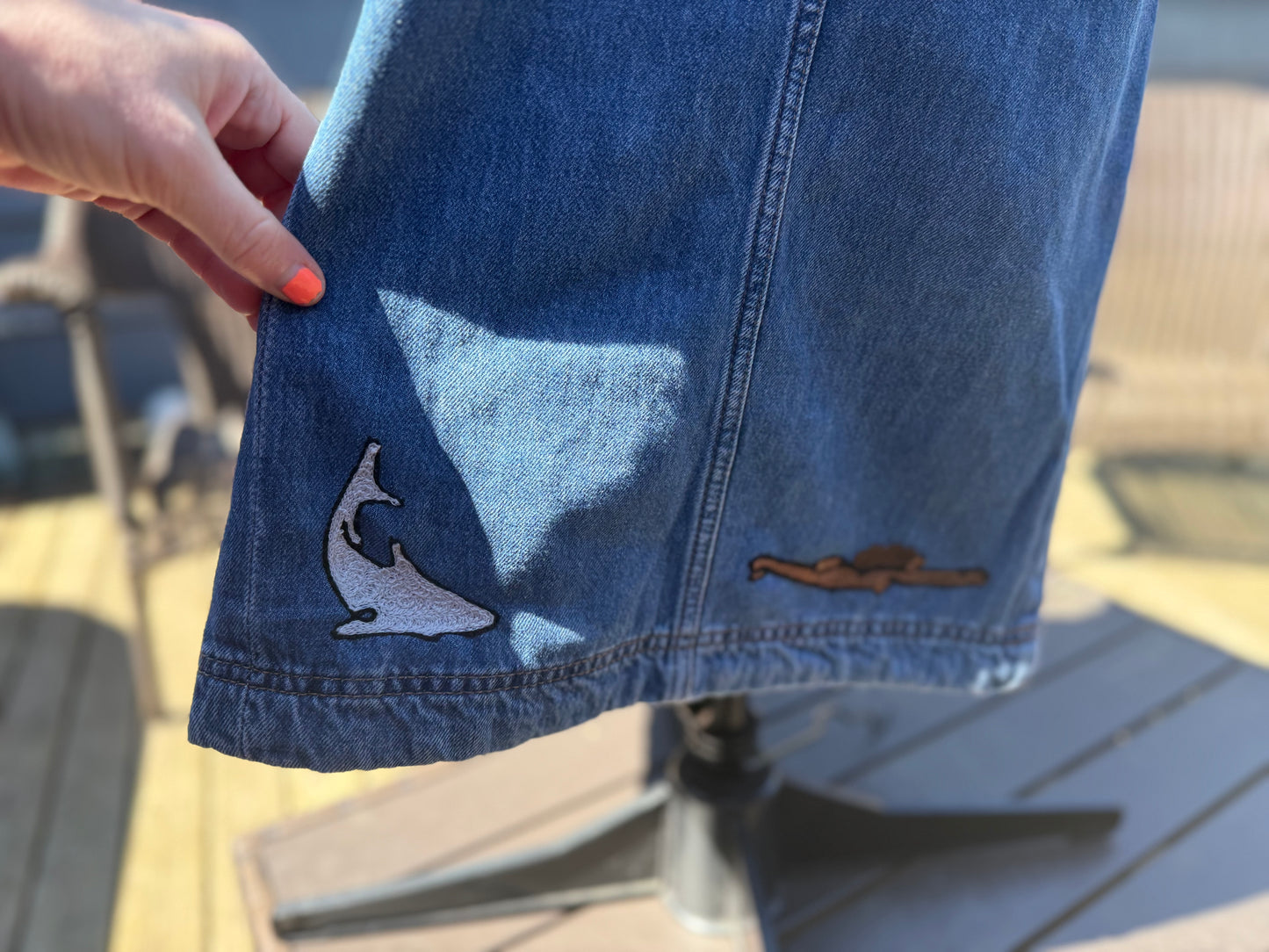 "Ocean Femmes" Midi Dark Denim High Rise Skirt