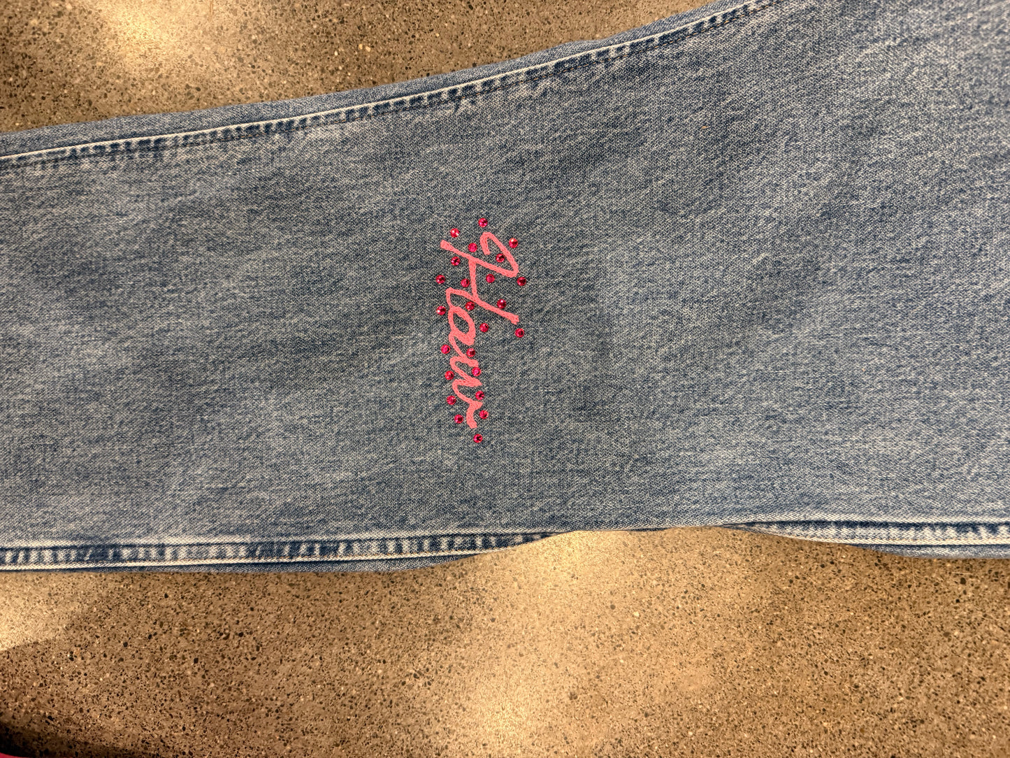 Yee Haw Dark Wash Denim Chainstitched + Fringe Jeans - 38x36