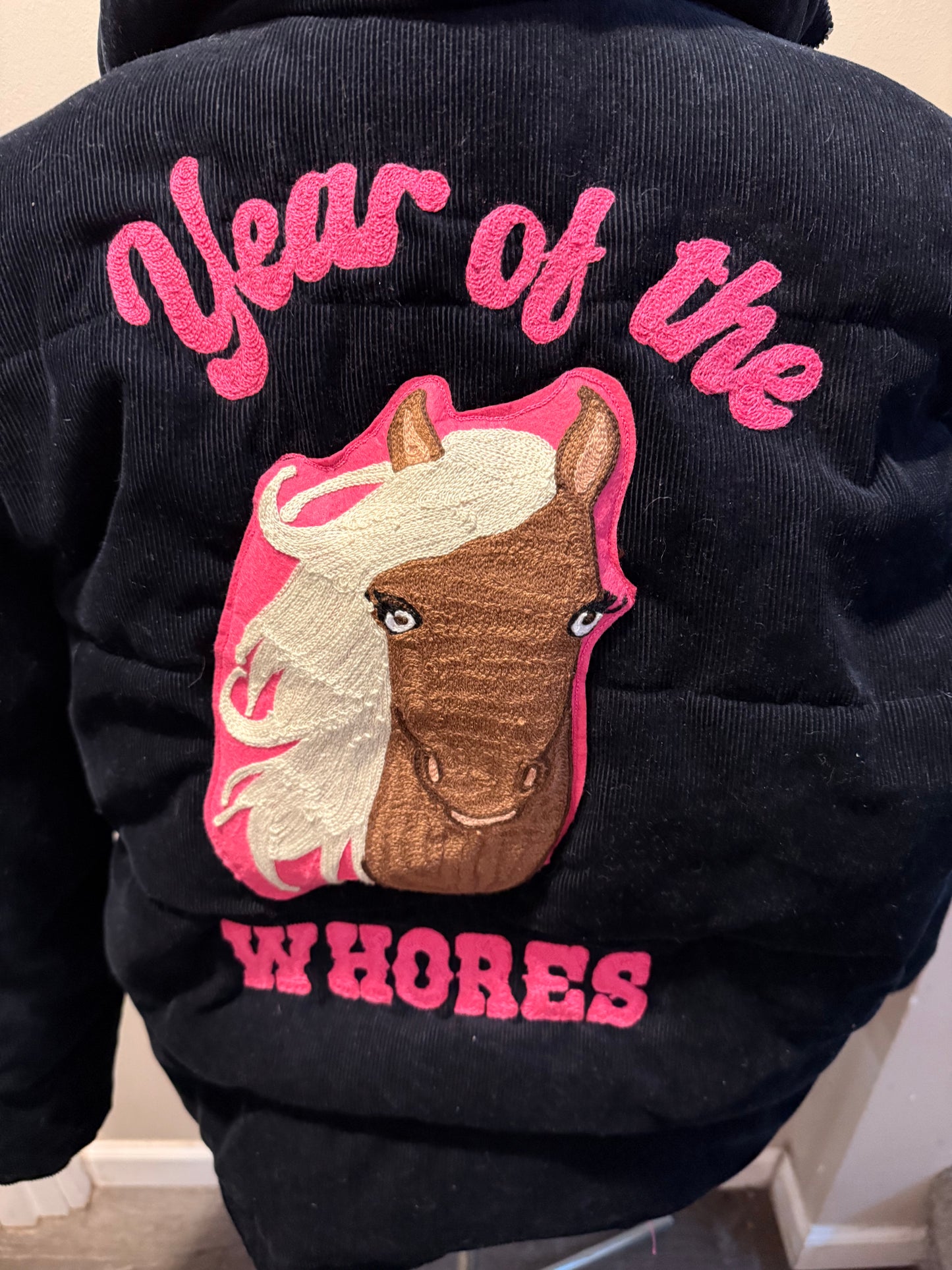 Year of the Whores Navy, Brown + Pink Puffer Winter Jacket Coat