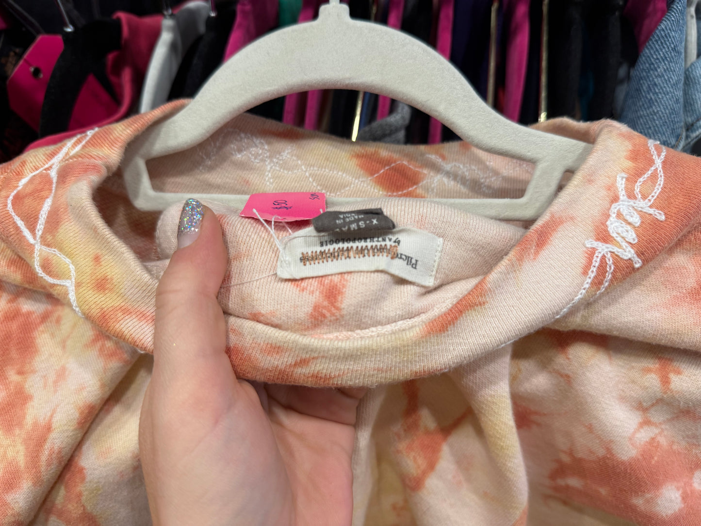 Barbed Wire Orange + White Sherbet Tie Dye Cropped L/S Mock Neck Sweatshirt