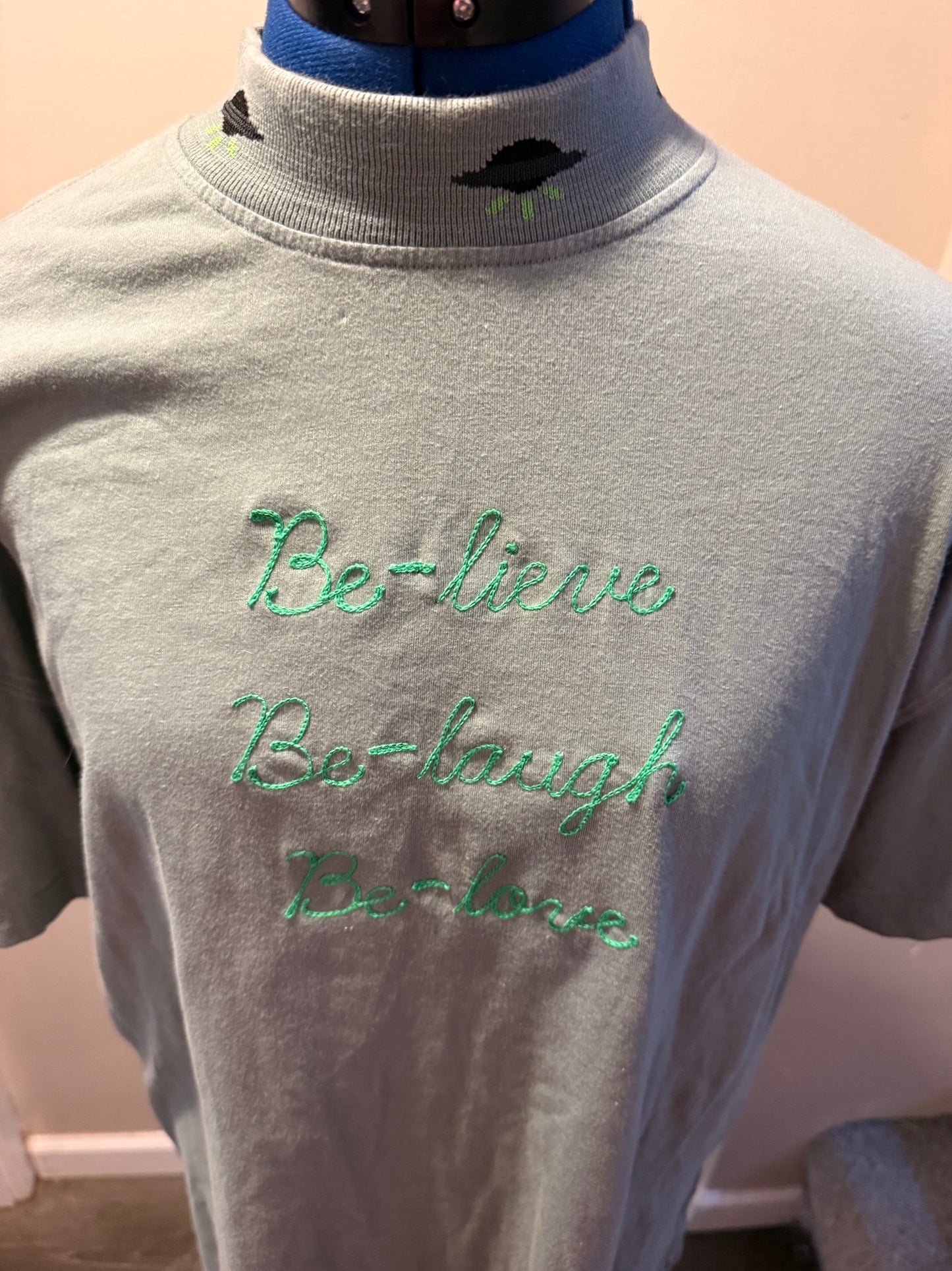UFO Mockneck Be-Lieve, Be-Laugh Be-Love S/S Knit Top - MD