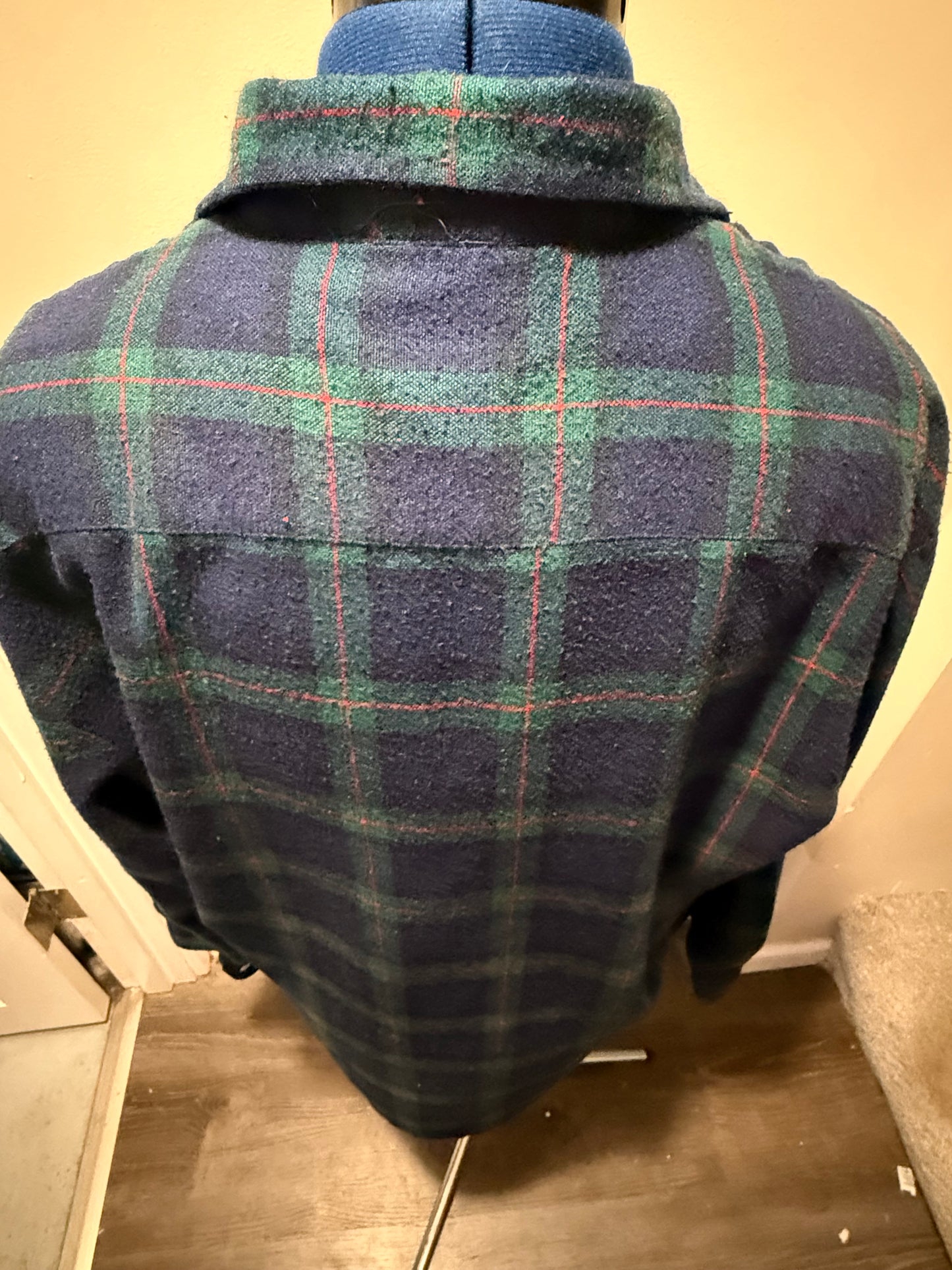In the Pines Vintage Green, Blue, Red Tartan Plaid L/S Wool Button-Up Shirt