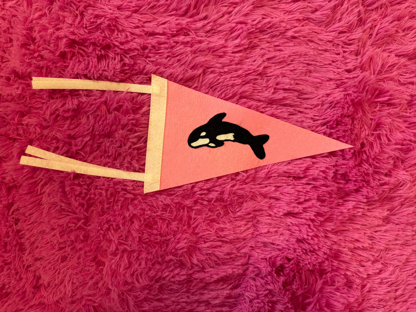 Orca Mini Pink Wool Pennant