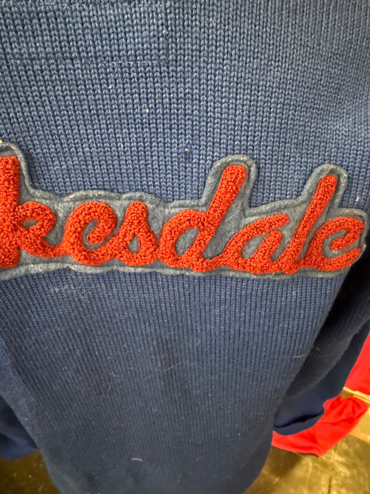 Vintage 1960s Blue + Maroon Wool Letterman Cardigan with Patches