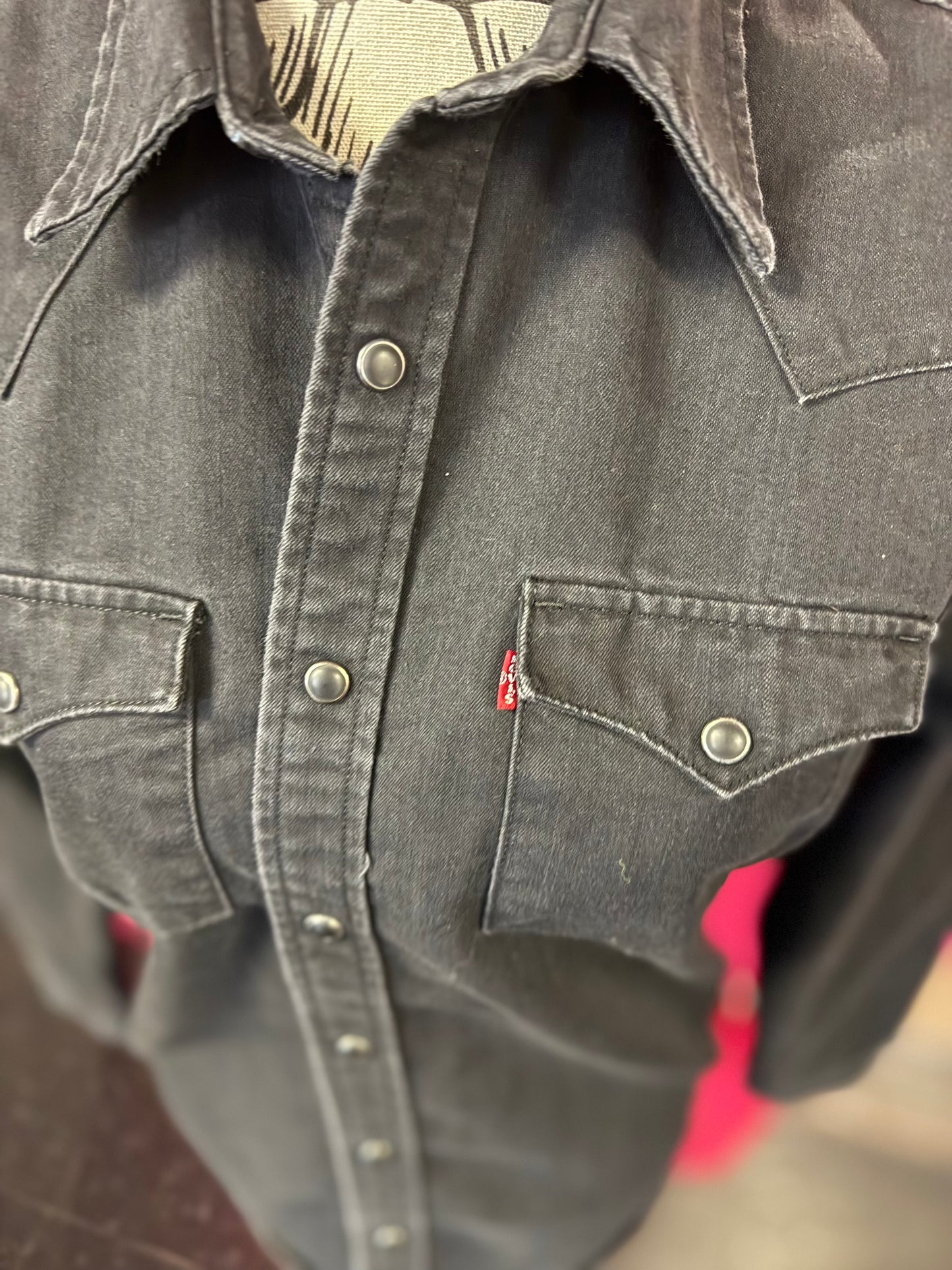 Black Western Style Levi's Pearl Snap with Black Snaps