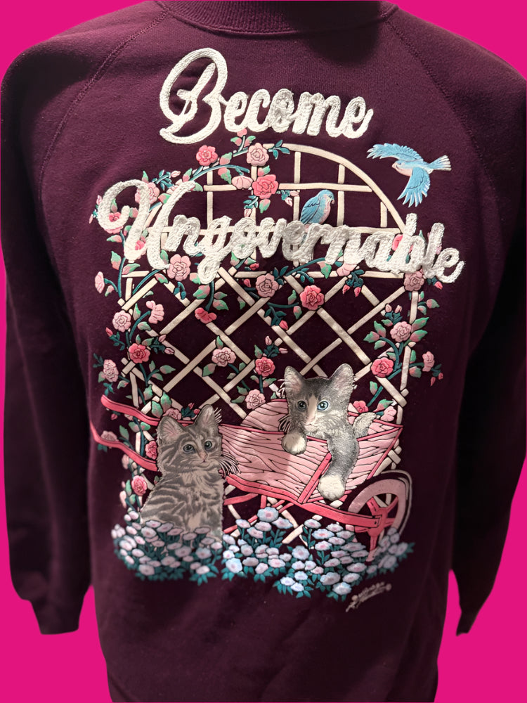 "Become Ungovernable" Cats Burgundy Vintage Crew