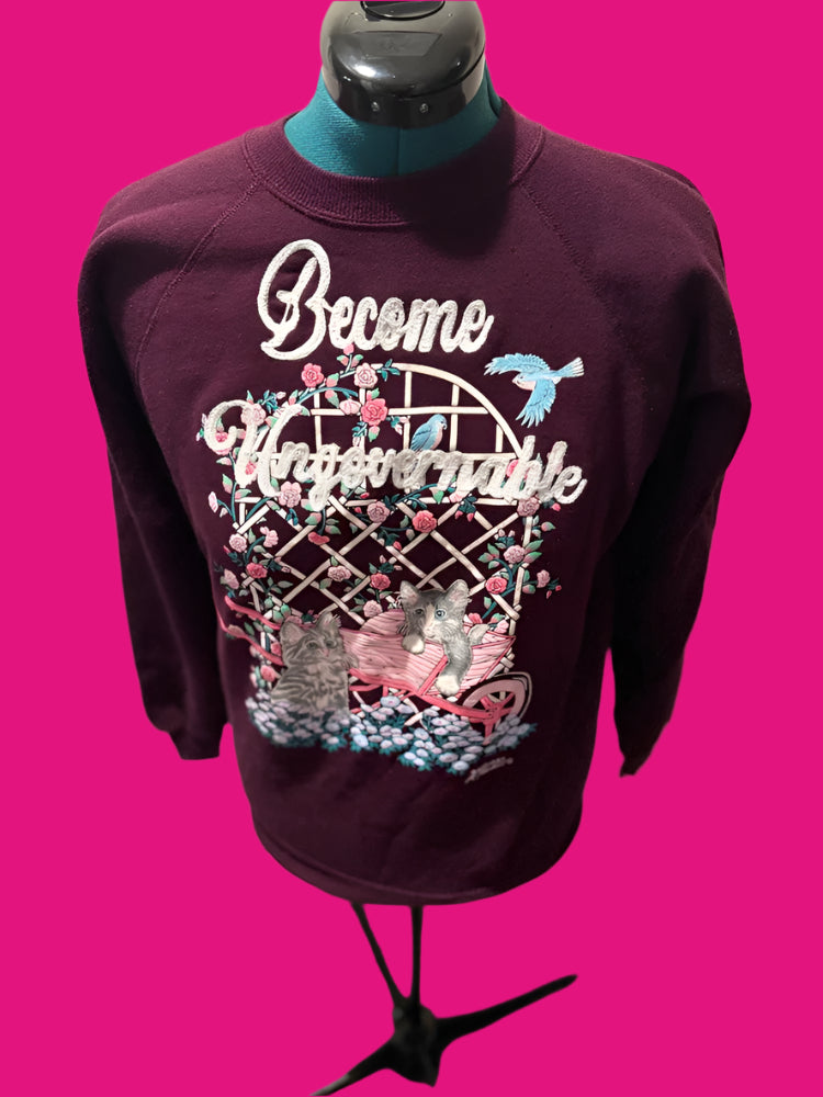 "Become Ungovernable" Cats Burgundy Vintage Crew