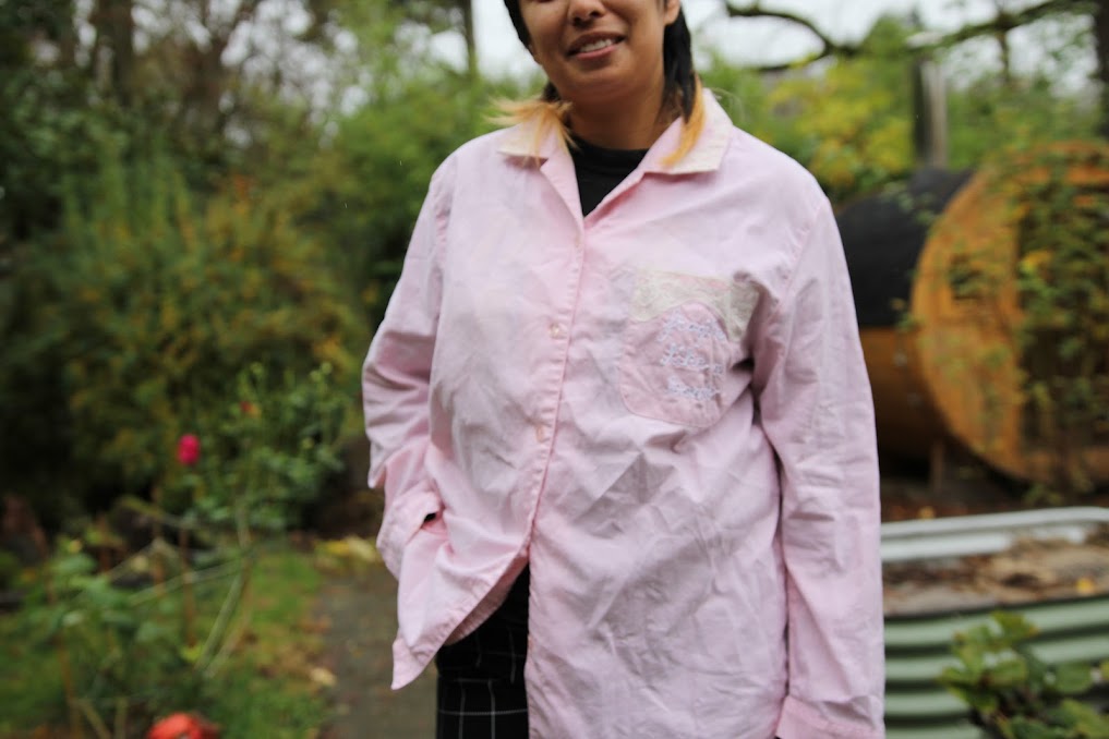 "Fragile Like a Bomb" Lace with Chest Pocket Button Down Collared Shirt