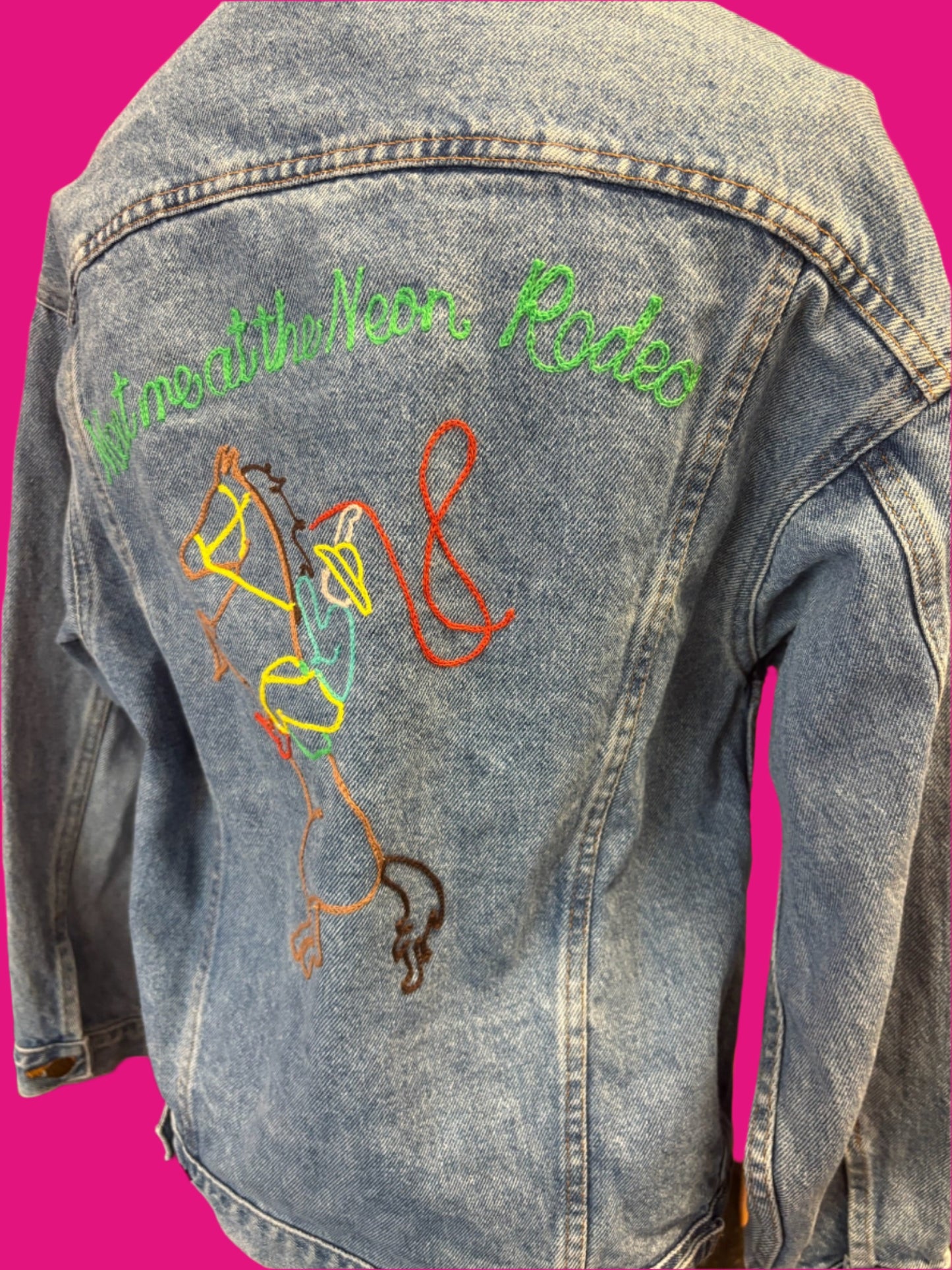 Vintage "Meet Me at the Neon Rodeo" Denim Jacket