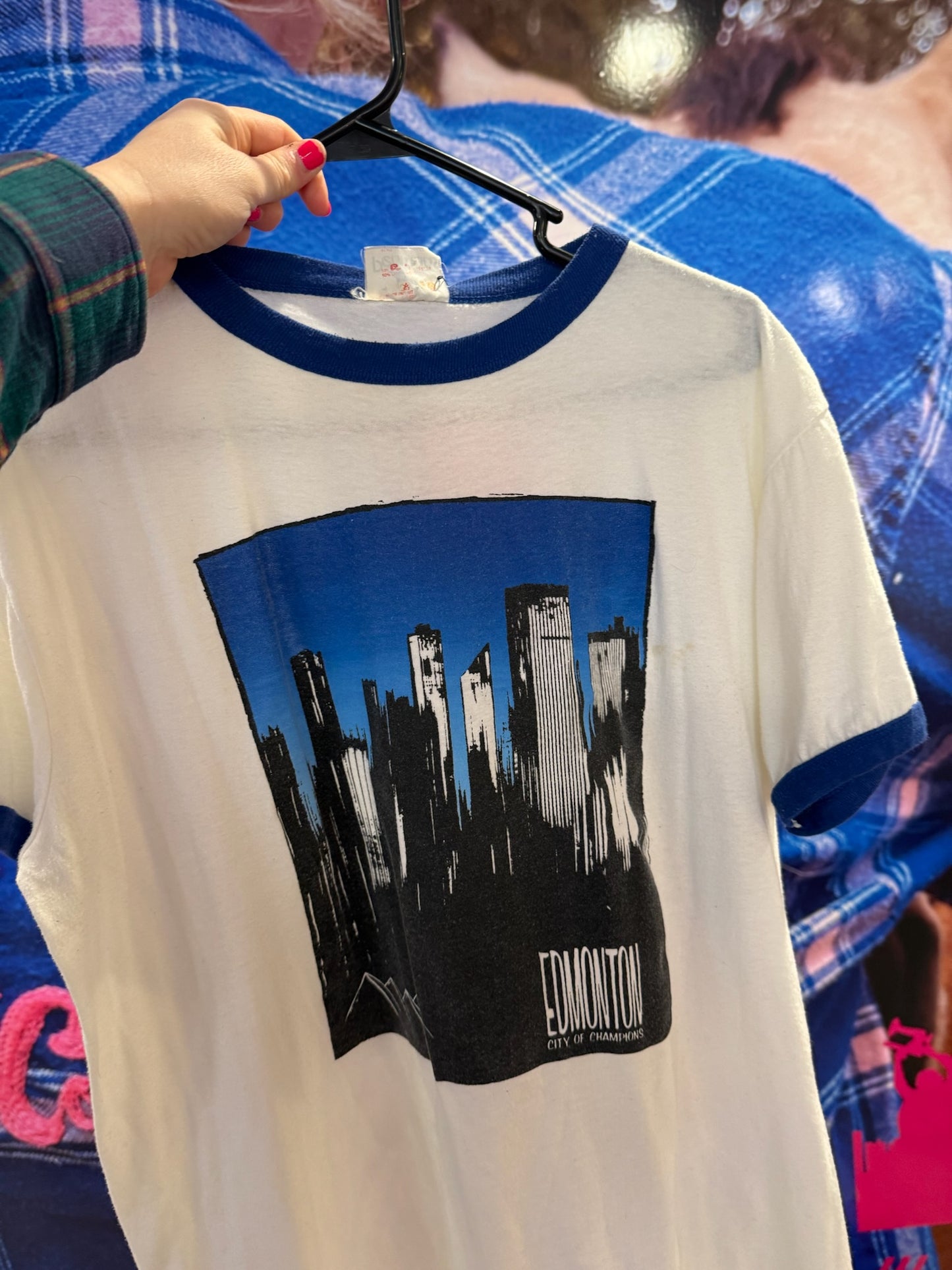 Blank Vintage Edmonton White + Blue Ringer