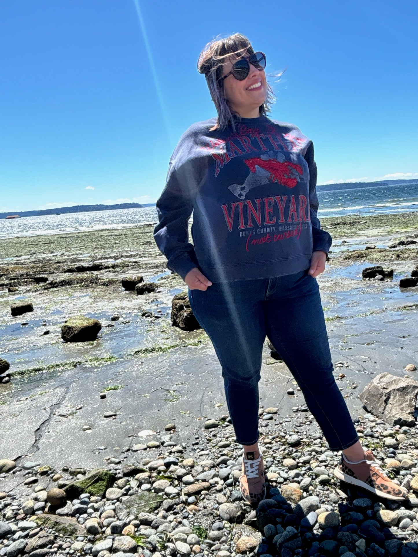 Widow's Bay: The Next Martha's Vineyard (not cursed) Lobster Navy Crewneck Sweatshirt - MD