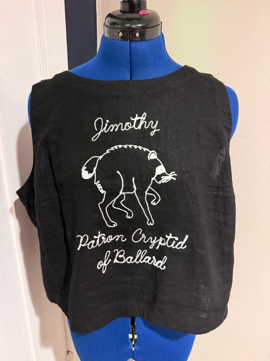 Jimothy Black Linen High Neck Crop Tank - XL