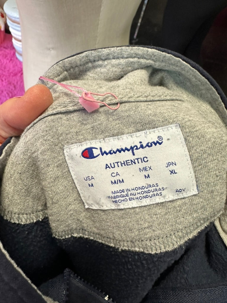 Navy Blue Champion Quarter Zip Long Sleeve Crew Neck