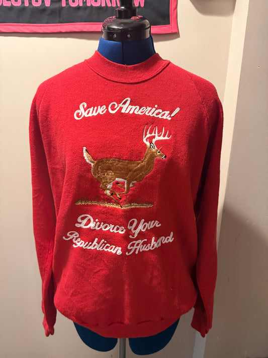 Save America! Divorce Your Republican Husband! Crewneck Sweatshirt - LG