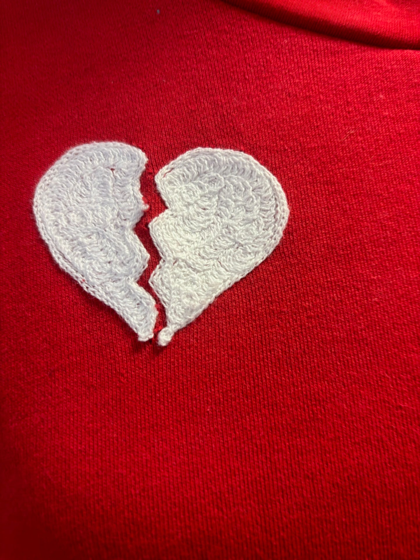 Broken Hearted Frill Shoulder Red Crew