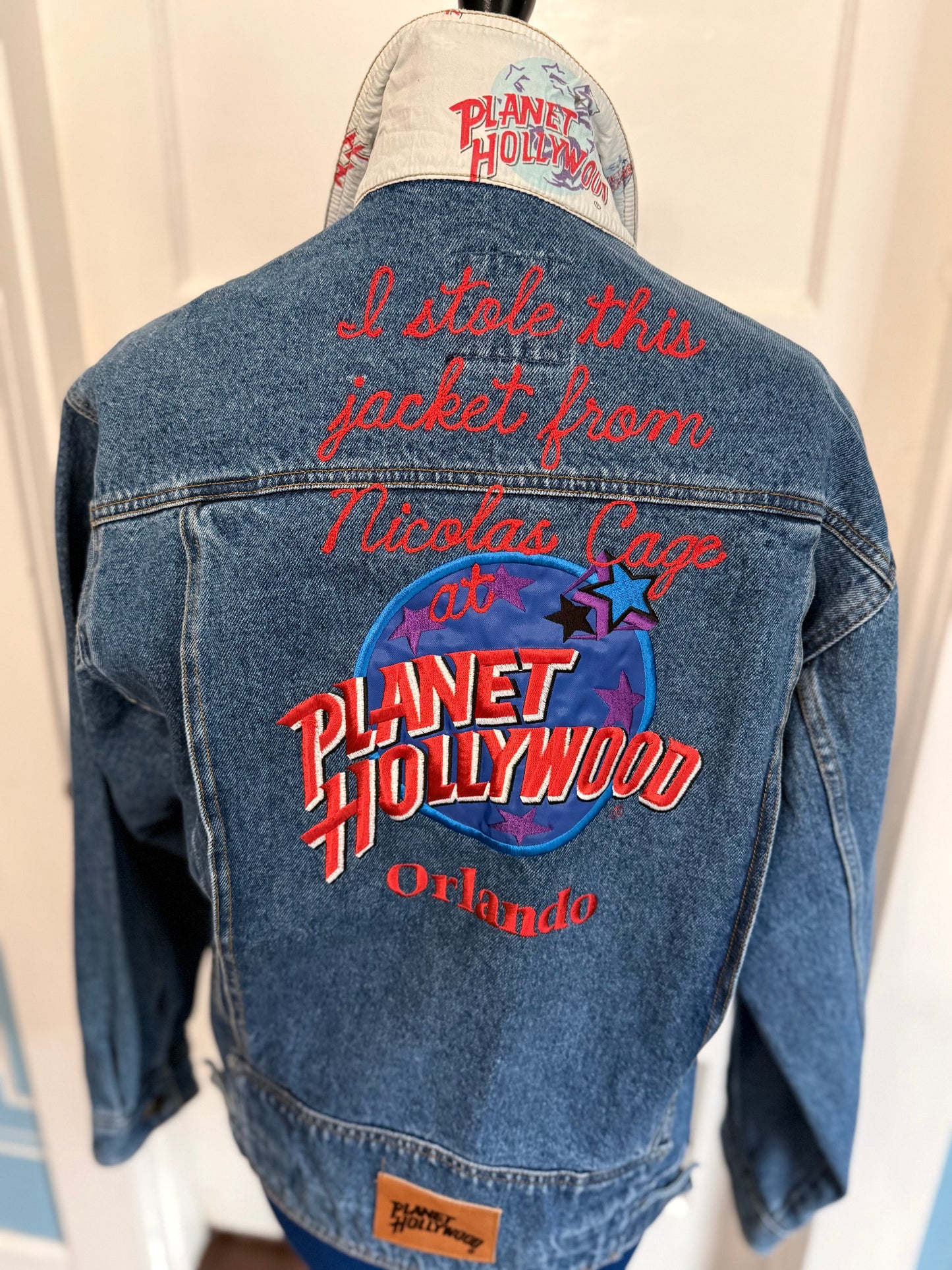 "I Stole this Jacket from Nicolas Cage at Planet Hollywood Orlando" Vintage Denim Jacket