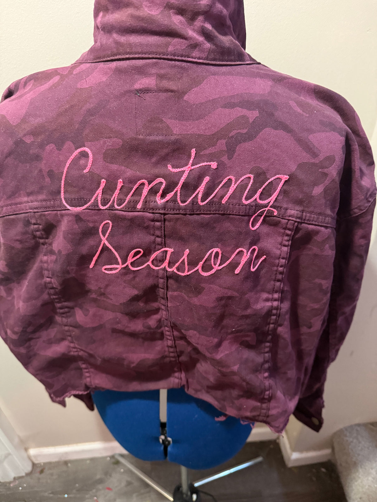 Cunting Season + Heart Target Purple + Pink Camo L/S Cropped Denim Jacket - XXL