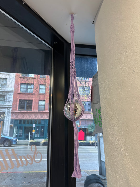 Purple Large Macrame Disco Ball Holder