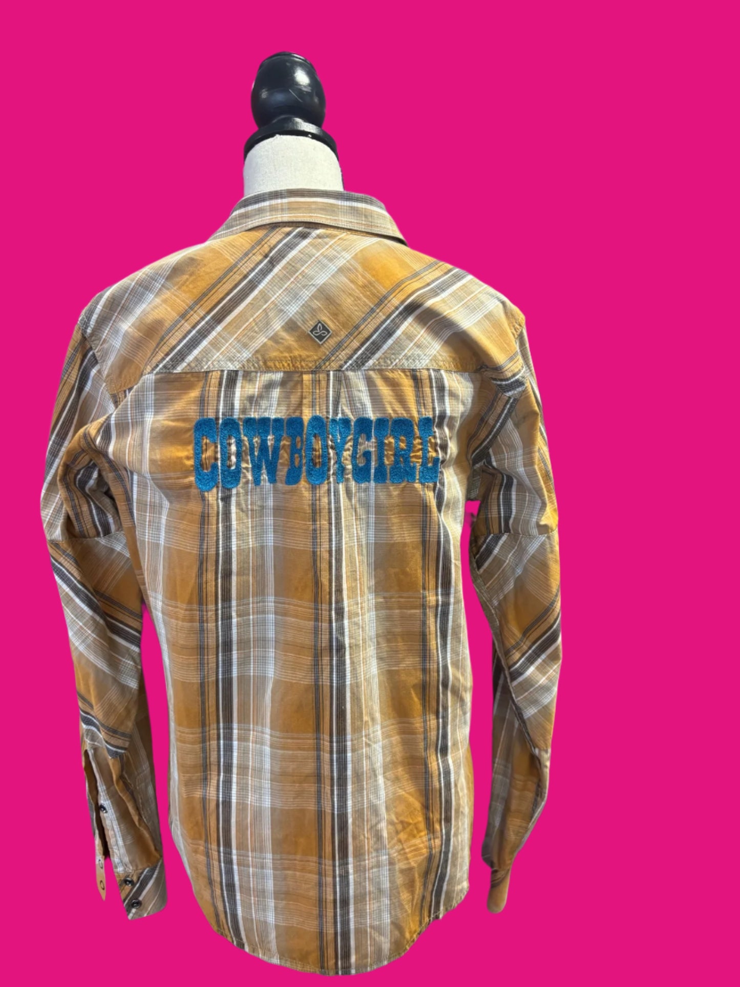 "Cowboygirl" Brown + Tan Pearl Snap Western Style Shirt	prAna	Mens Medium