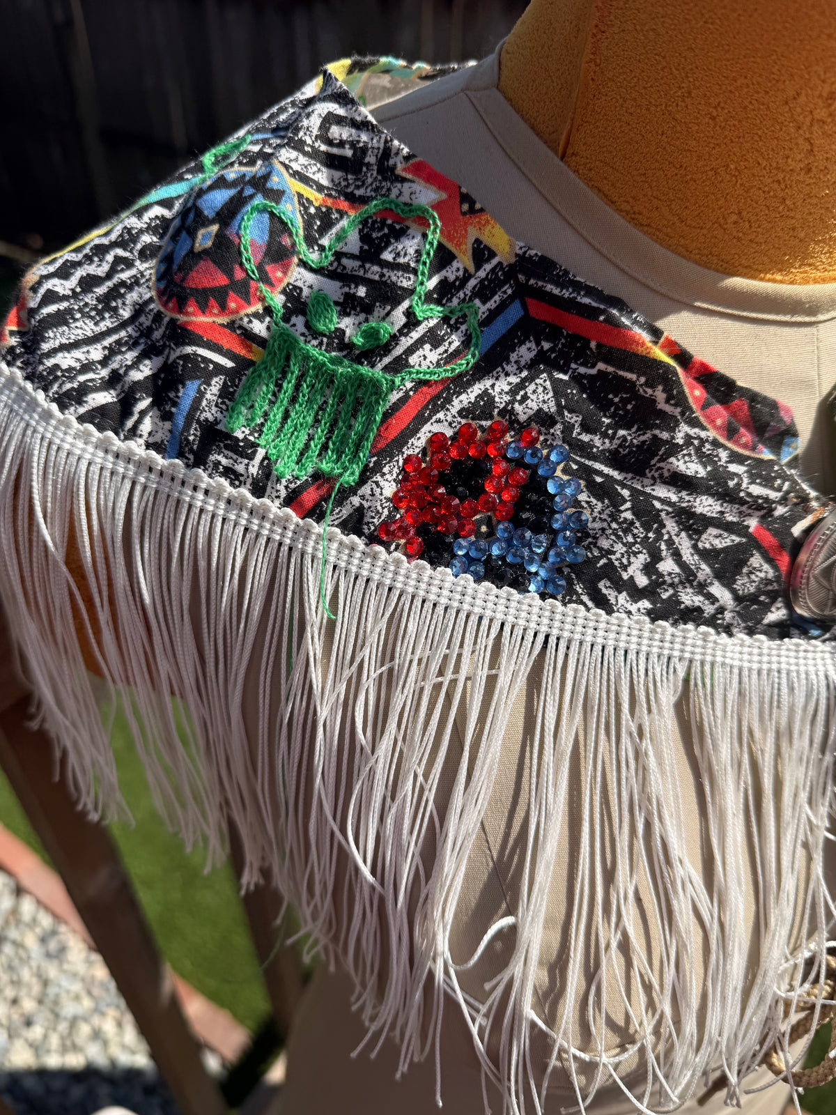 "I can tell you’re a sad boy just like me" Orville Peck VTG Rhinestone  Concho, Beaded + Fringe Western Bandana